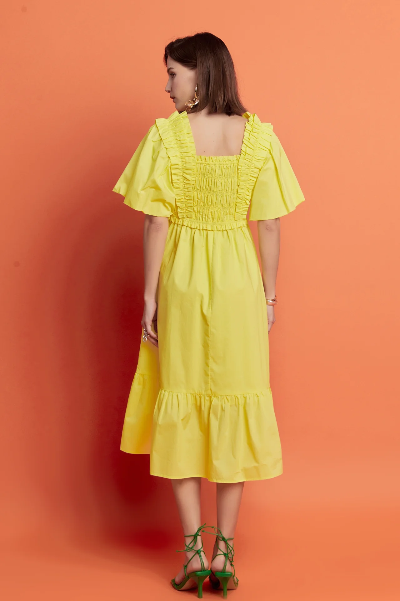 Puff Sleeve Square Neck Midi Dress - Image 4