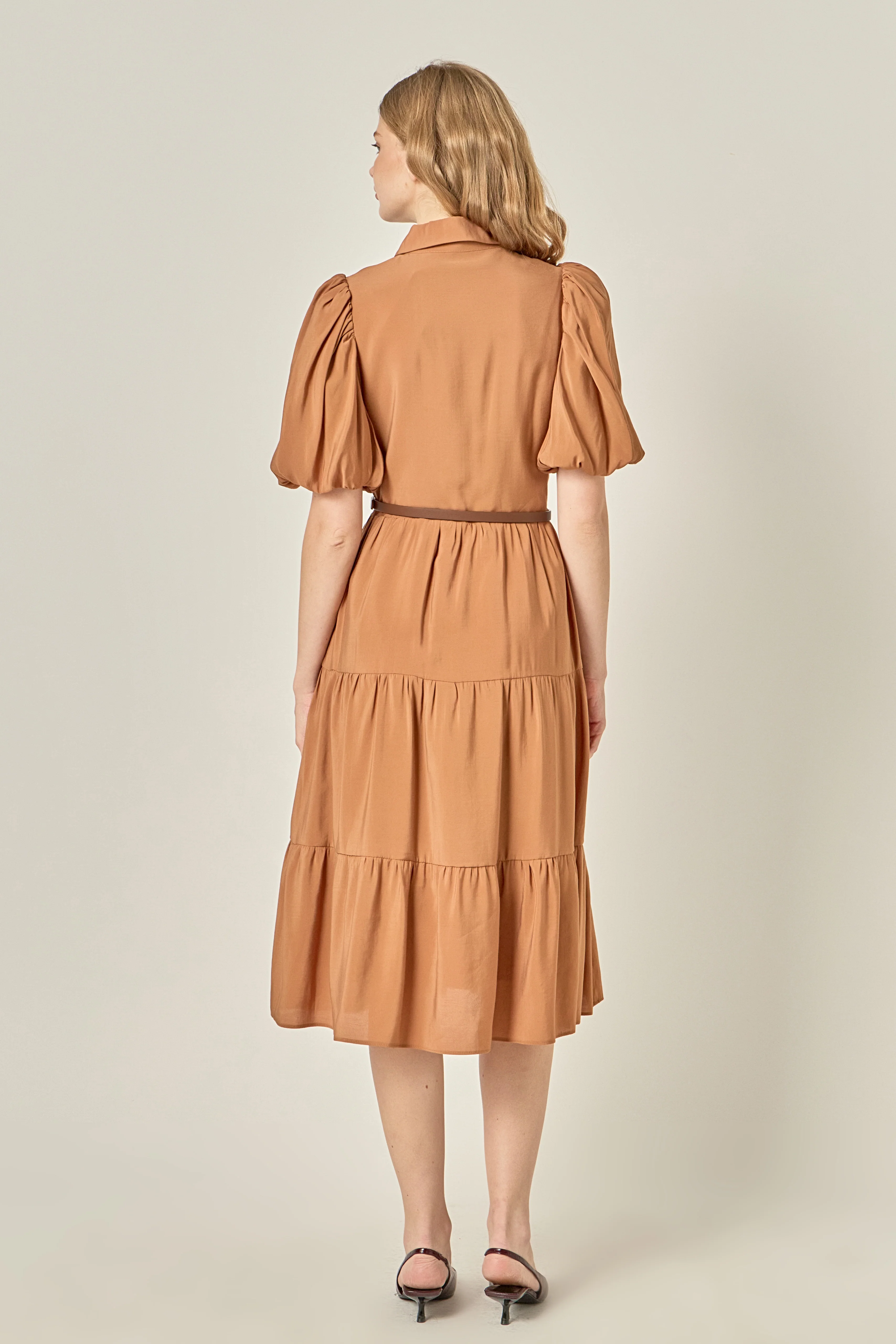Short Puff Sleeve Shirt Dress - Image 4