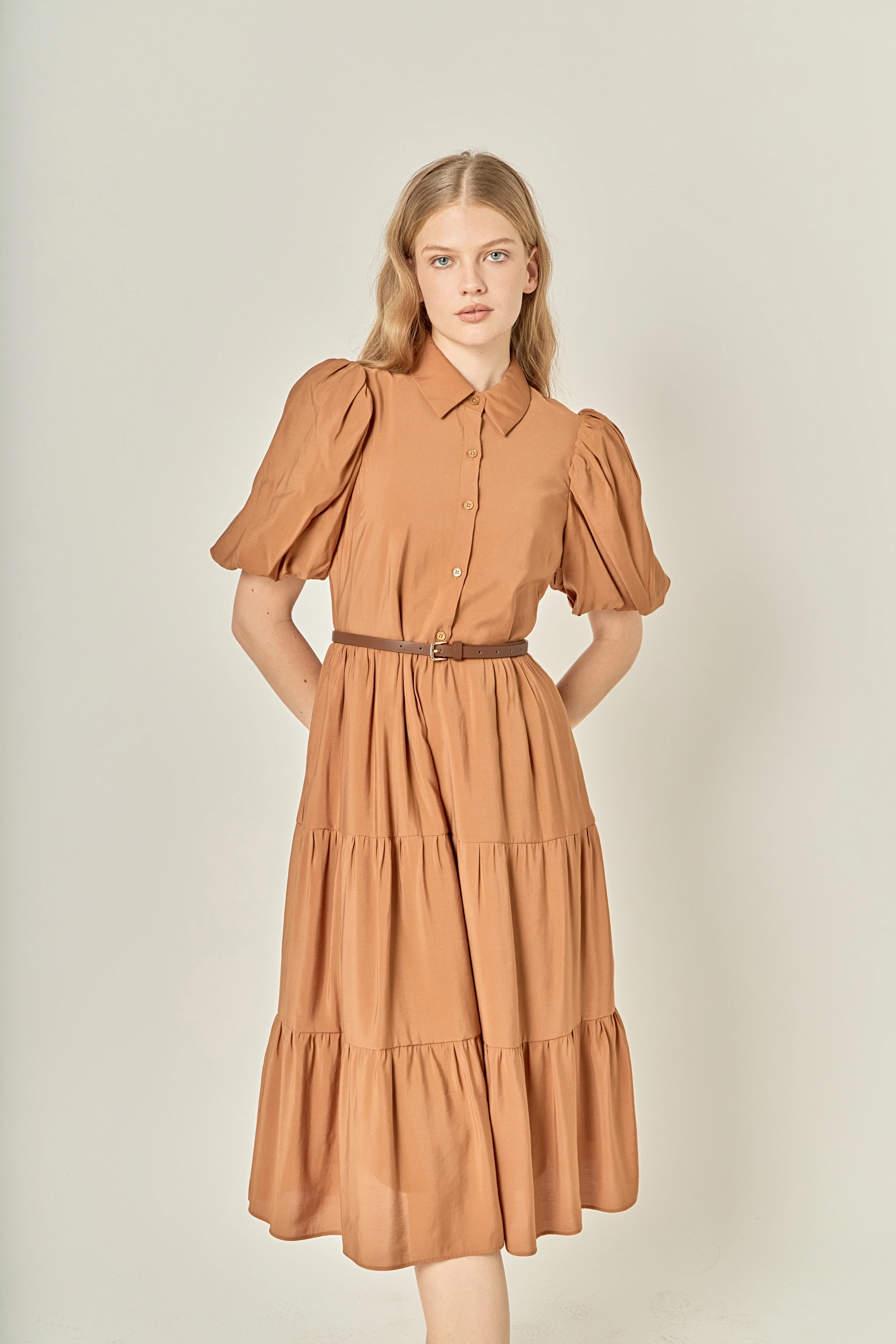 Short Puff Sleeve Shirt Dress - Image 5