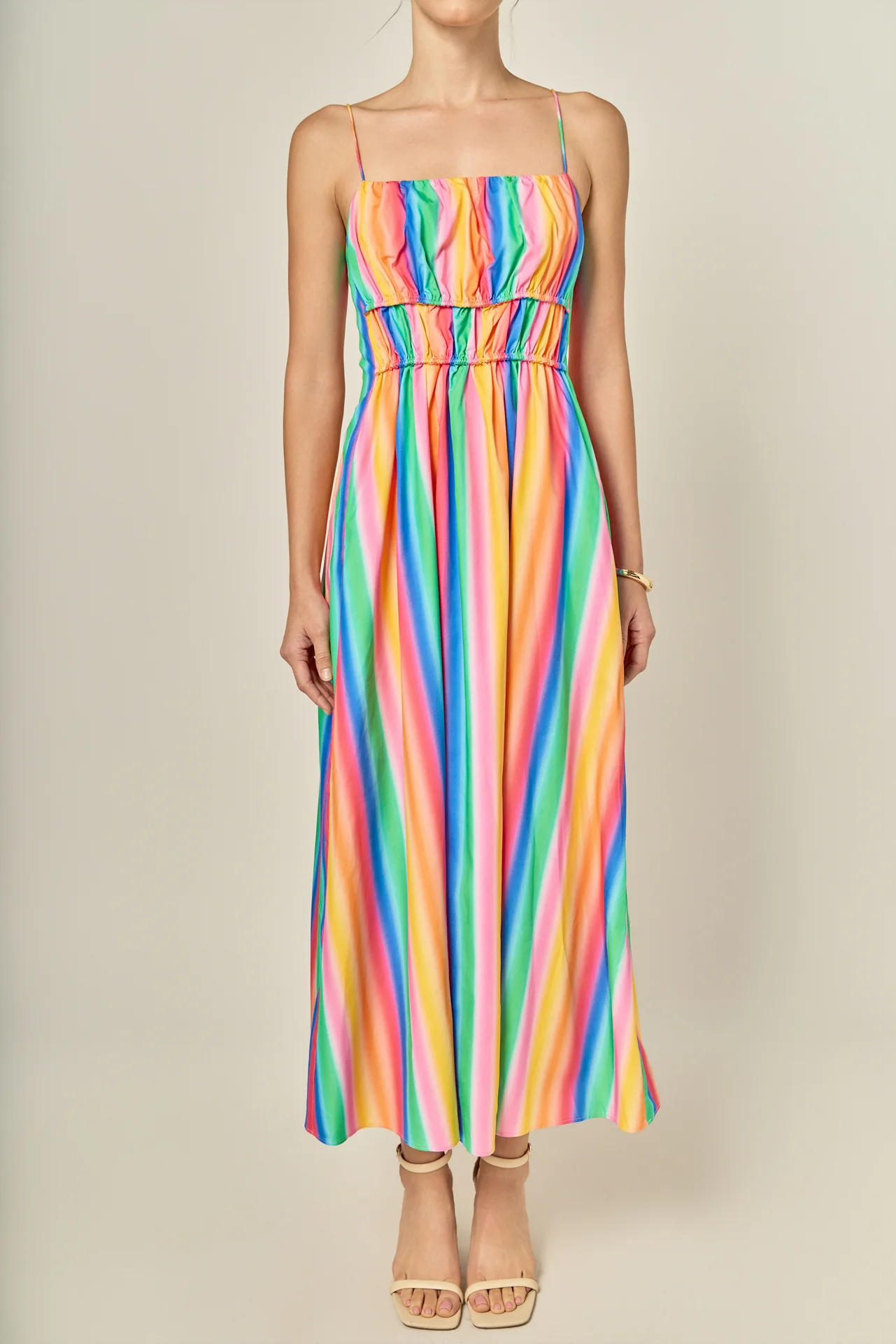 Rainbow Stripe Sleeveless Maxi Dress - Image 2