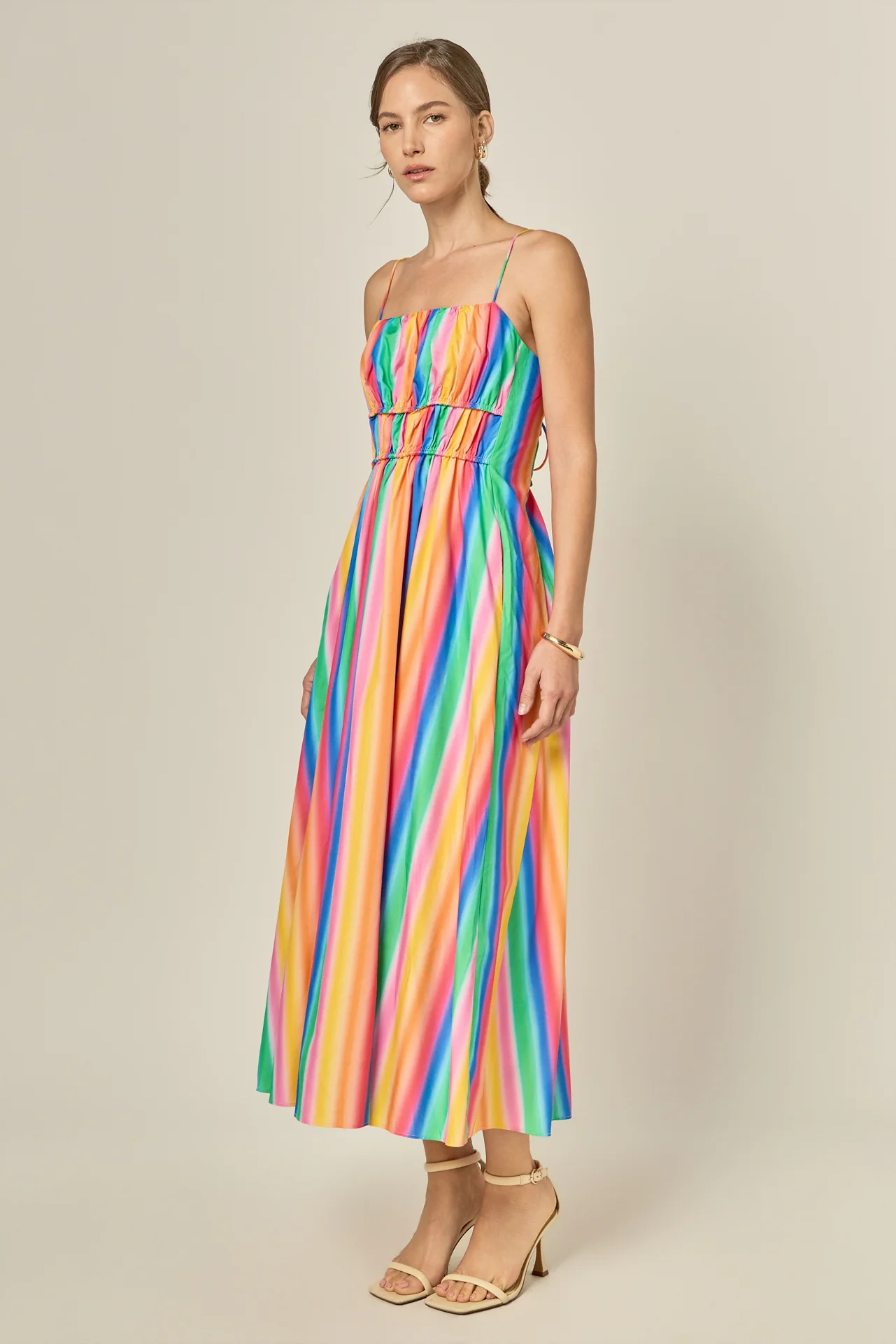 Rainbow Stripe Sleeveless Maxi Dress - Image 5