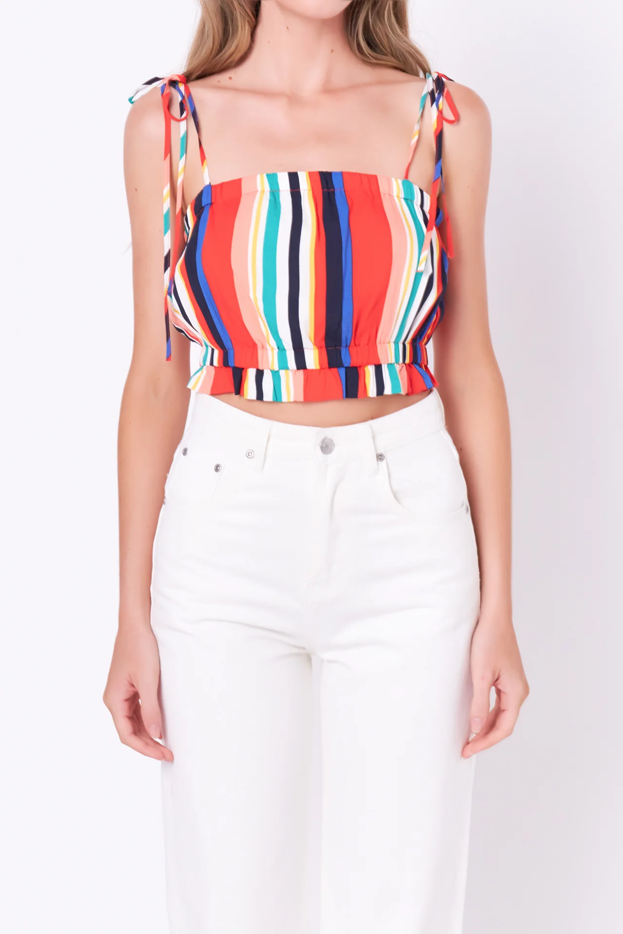 Rainbow Stripe Top with Tie - Image 2