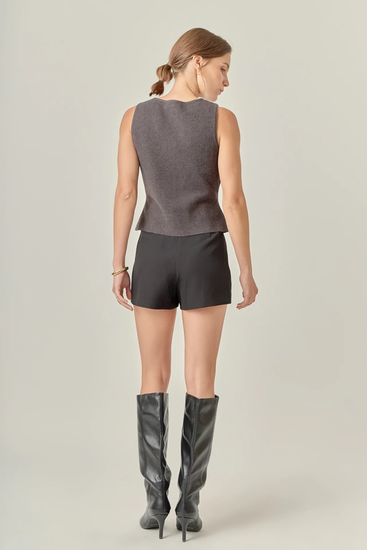 Rhinestone Bow Button Knit Vest - Image 4