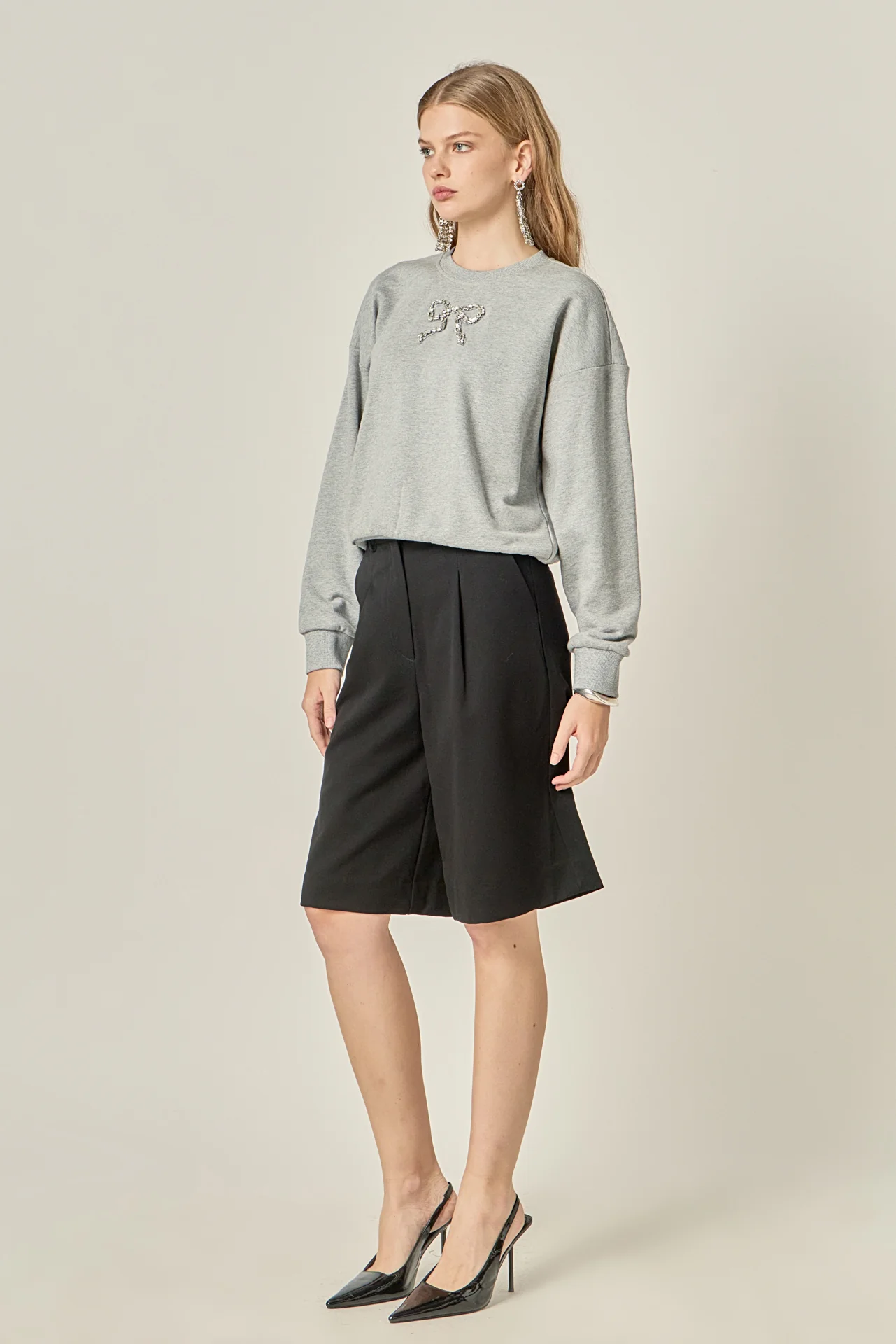 Rhinestone Bow Sweatshirt - Image 3
