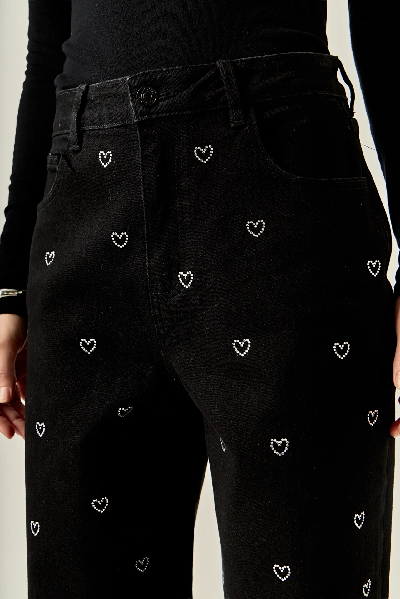 Rhinestone Heart Jeans - Image 2