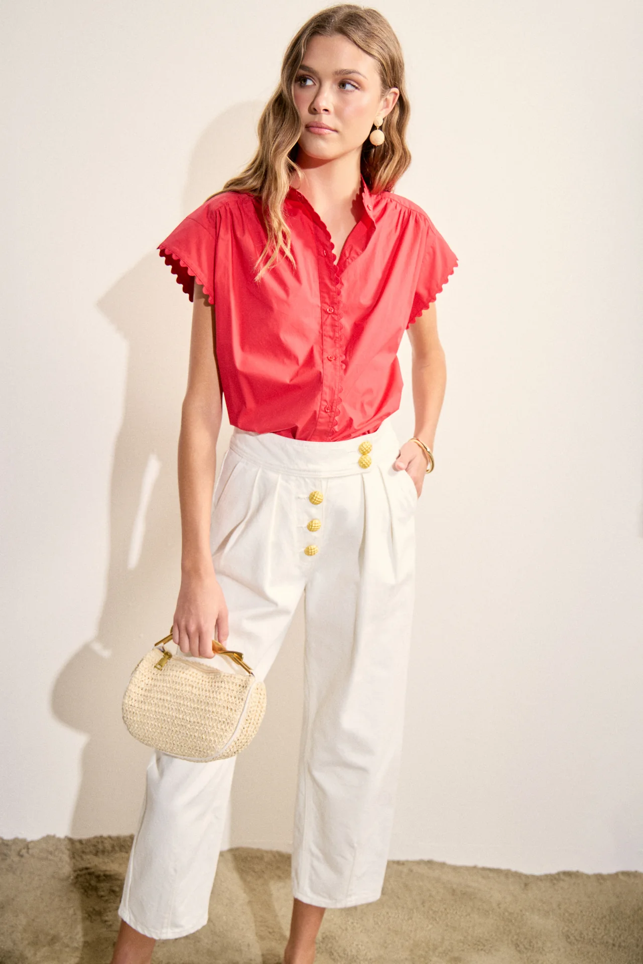 Scallop Trim Ric Rac Short Sleeve Shirt - Image 19