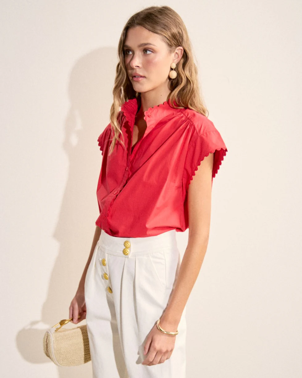 Scallop Trim Ric Rac Short Sleeve Shirt - Image 20