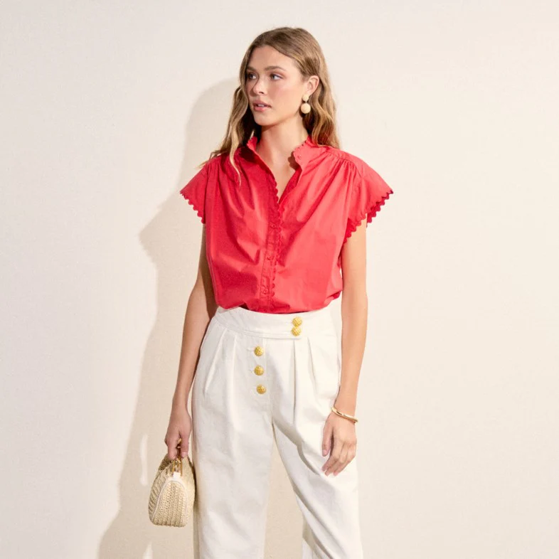 Scallop Trim Ric Rac Short Sleeve Shirt - Image 21