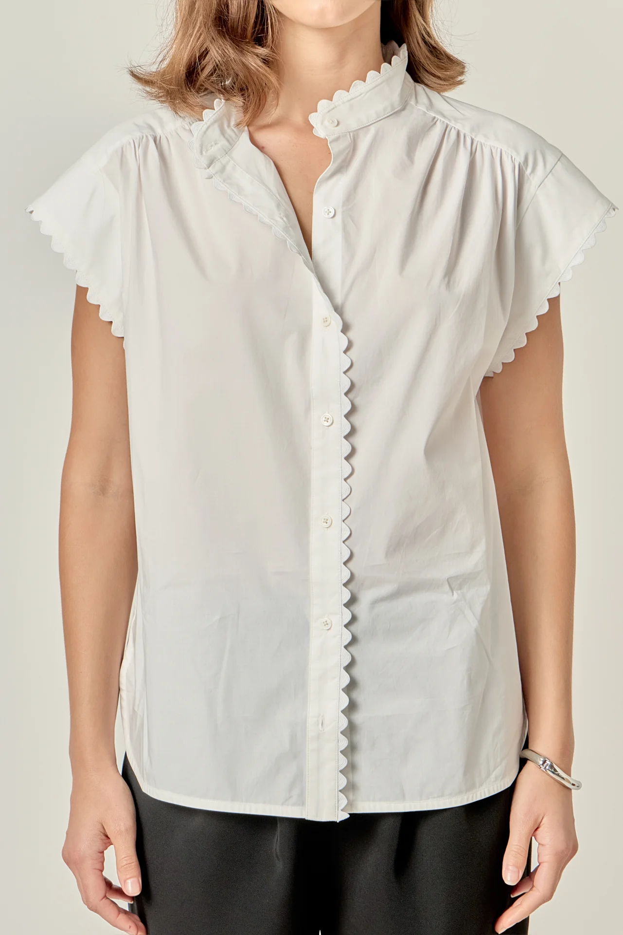 Scallop Trim Ric Rac Short Sleeve Shirt - Image 31