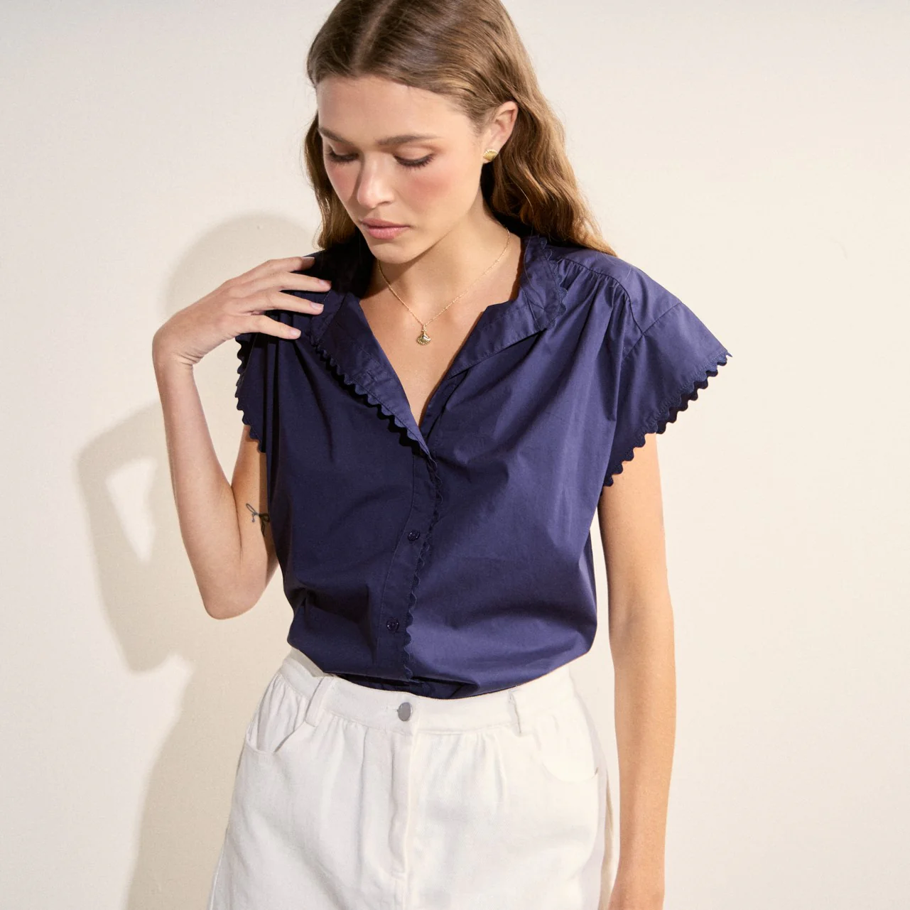 Scallop Trim Ric Rac Short Sleeve Shirt - Image 8