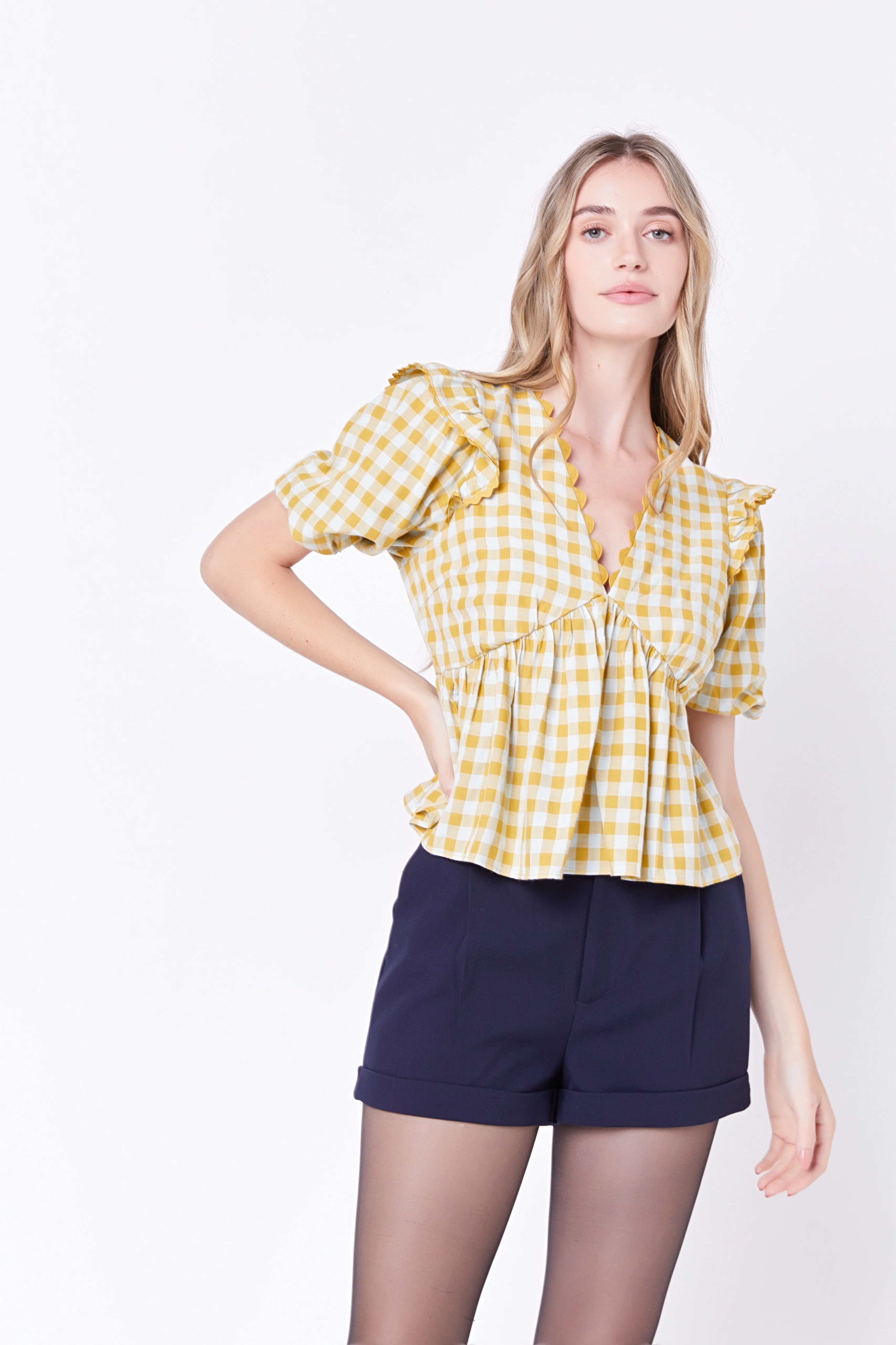 Rickrack Trim Edge Check Top - Image 5
