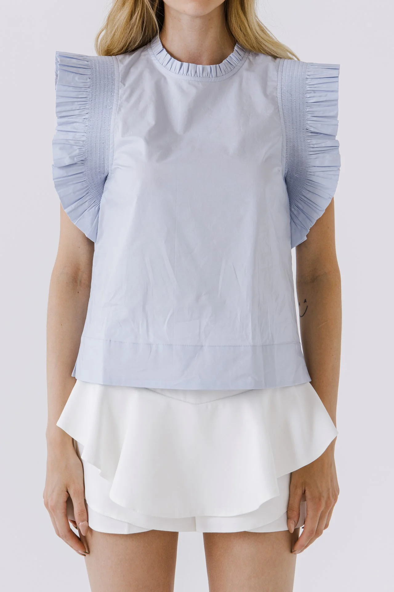 Ruffle Sleeve Poplin Top - Image 16