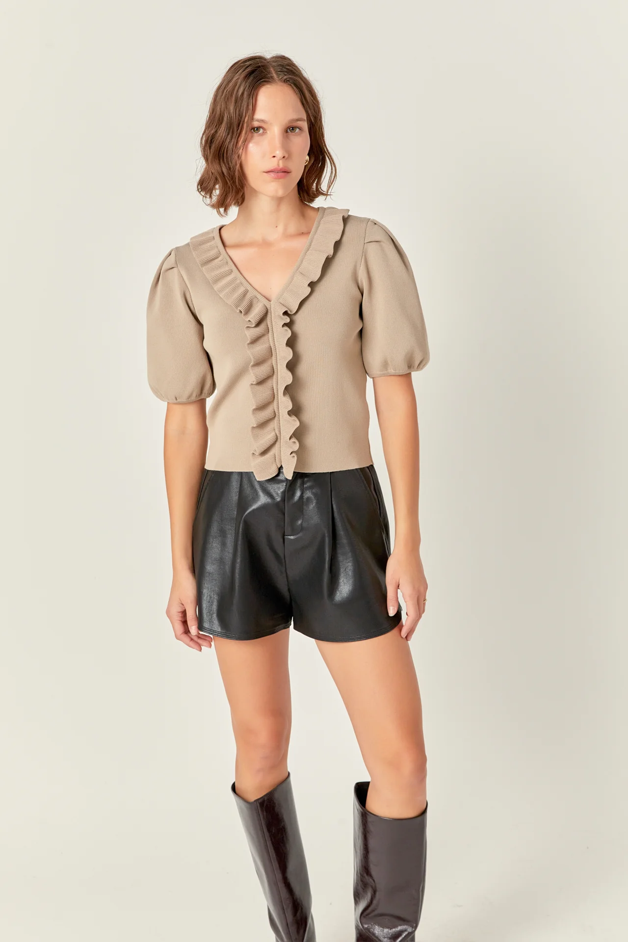Ruffled Puff Sleeve Knit Top - Image 5
