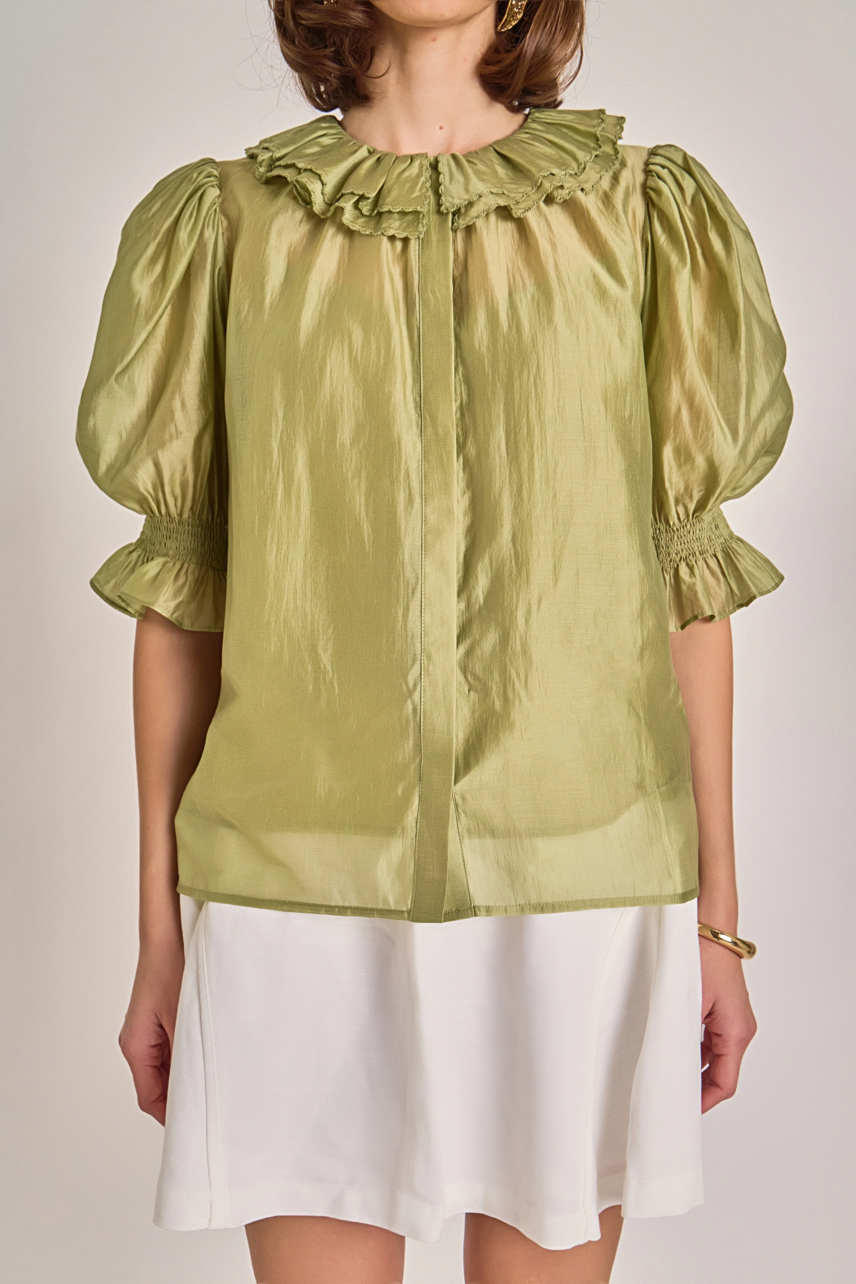 Ruffled Short Sleeves Blouse - Image 2