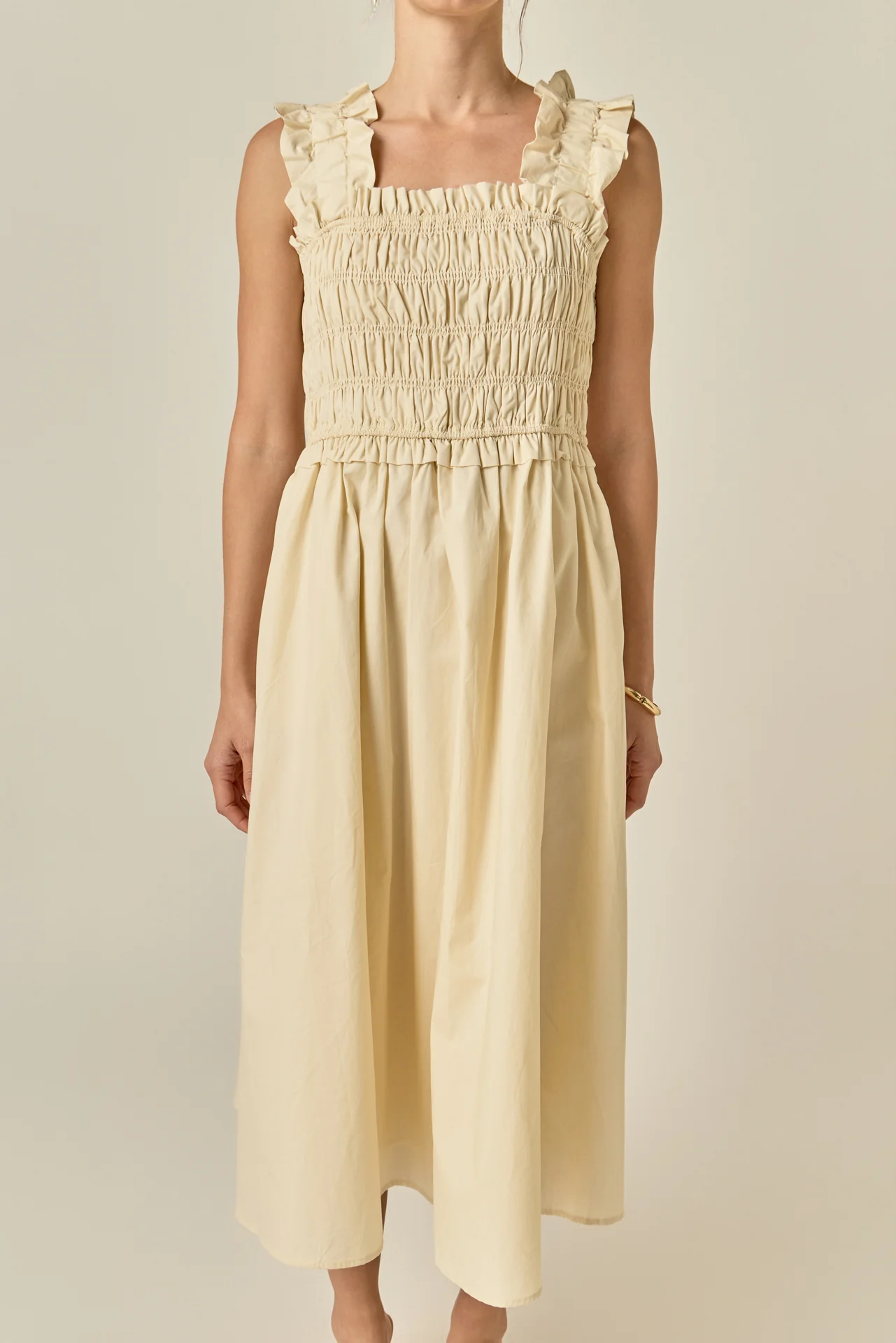 Ruffled Shoulder Straps Midi Dress - Image 4