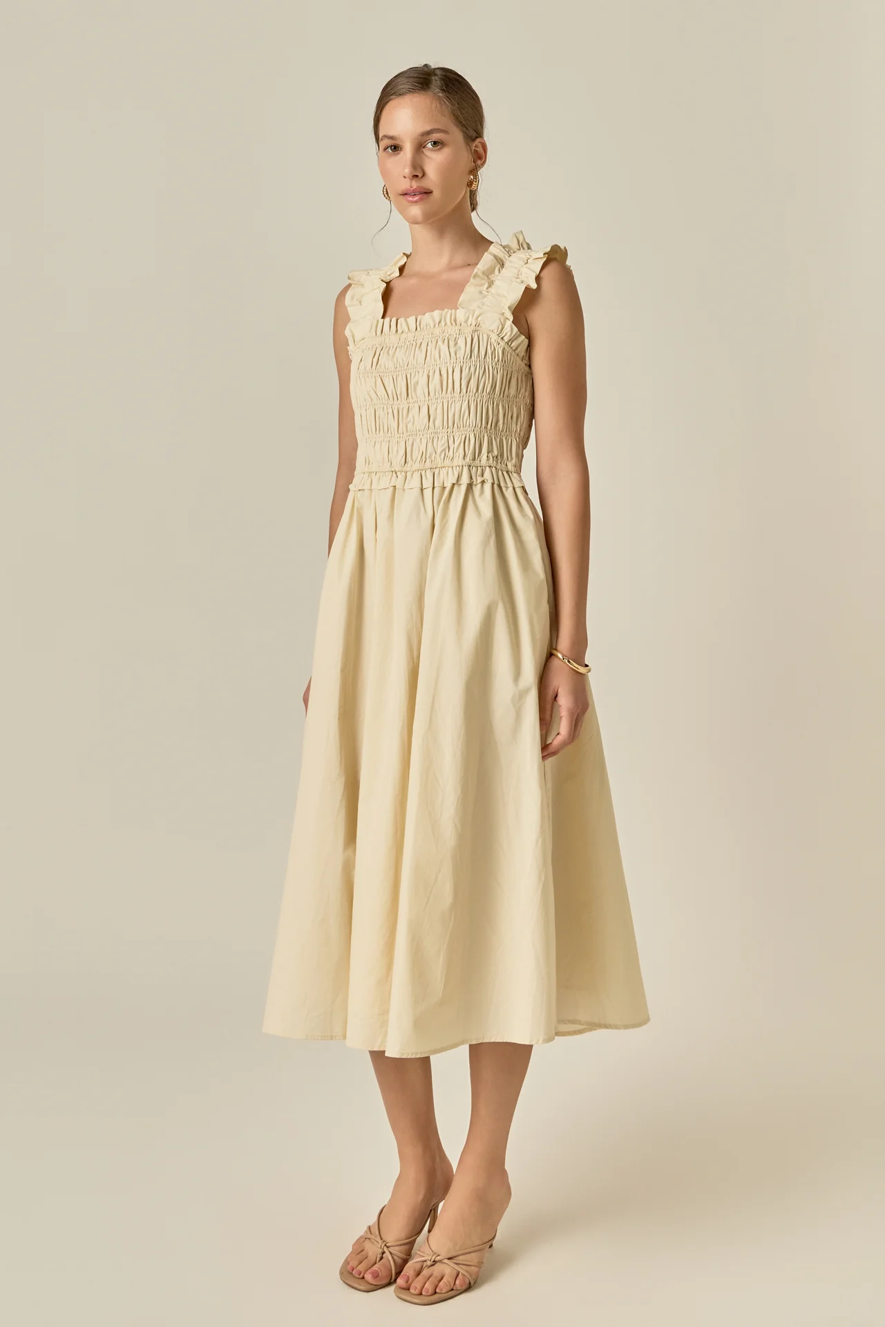 Ruffled Shoulder Straps Midi Dress - Image 5