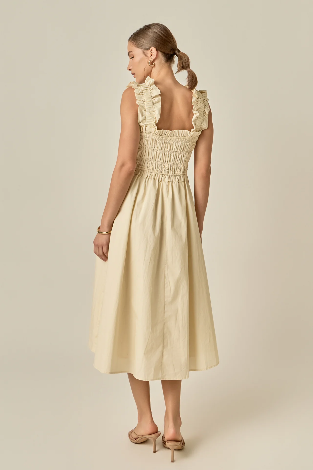 Ruffled Shoulder Straps Midi Dress - Image 6