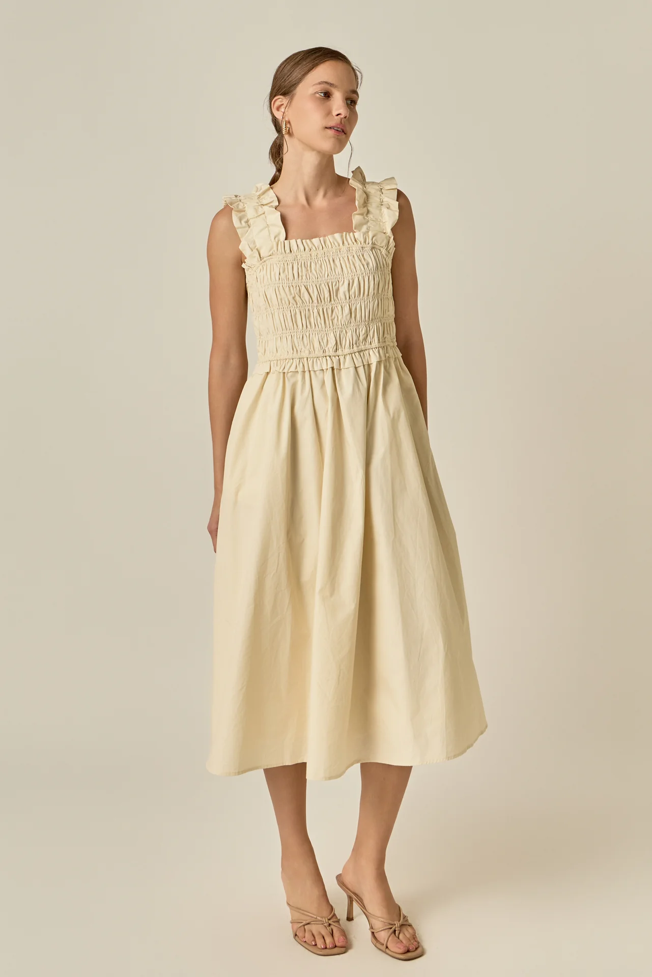 Ruffled Shoulder Straps Midi Dress - Image 7