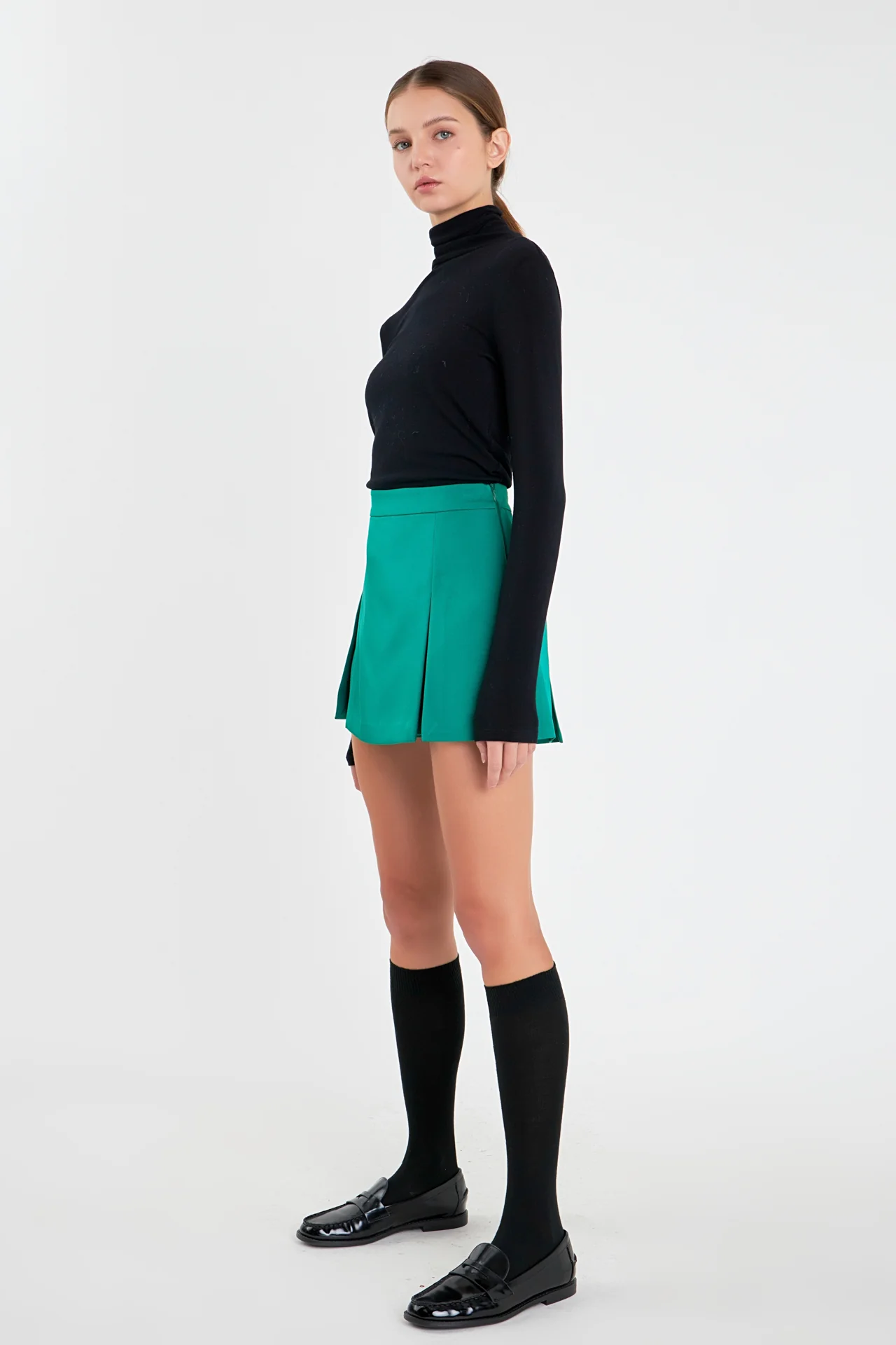 Satin Single Pleat Skort - Image 24