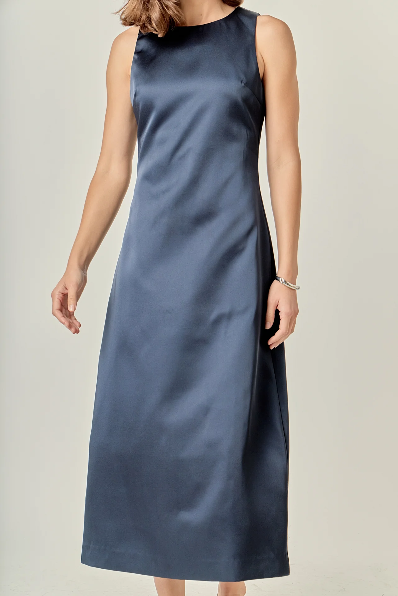Satin Sleeveless Midi Dress - Image 2