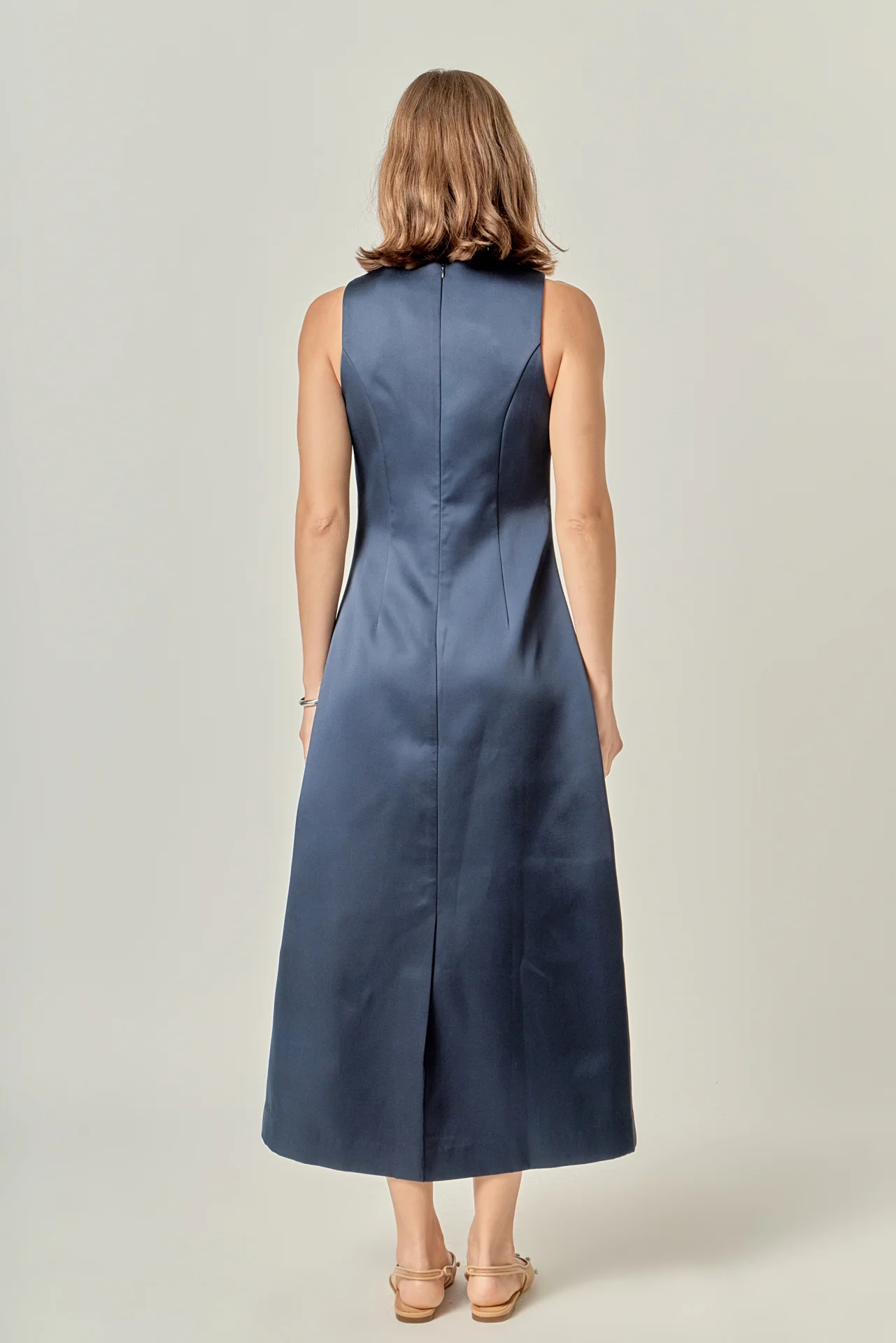 Satin Sleeveless Midi Dress - Image 4