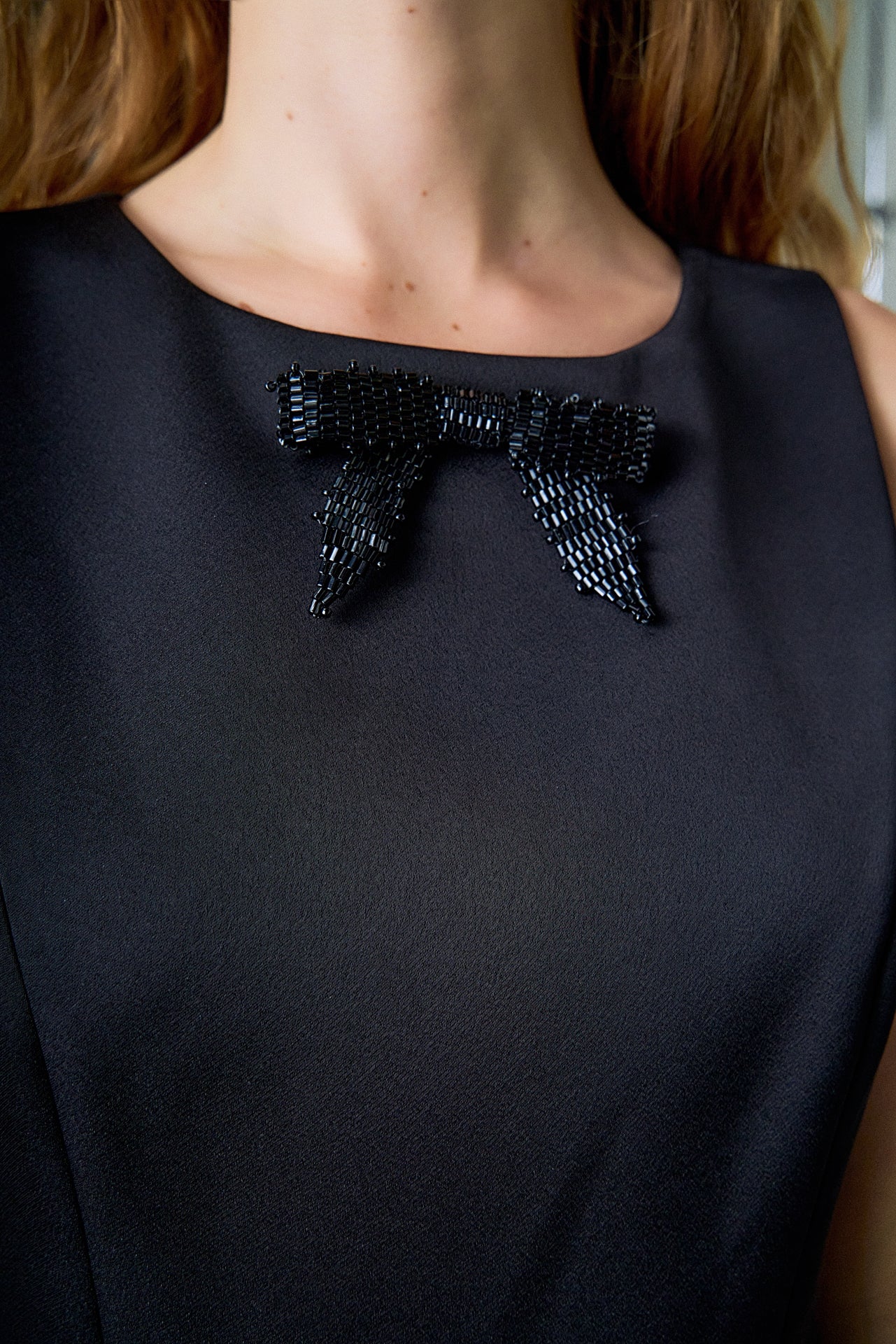 Satin Beaded Bow Mini Dress - Image 3