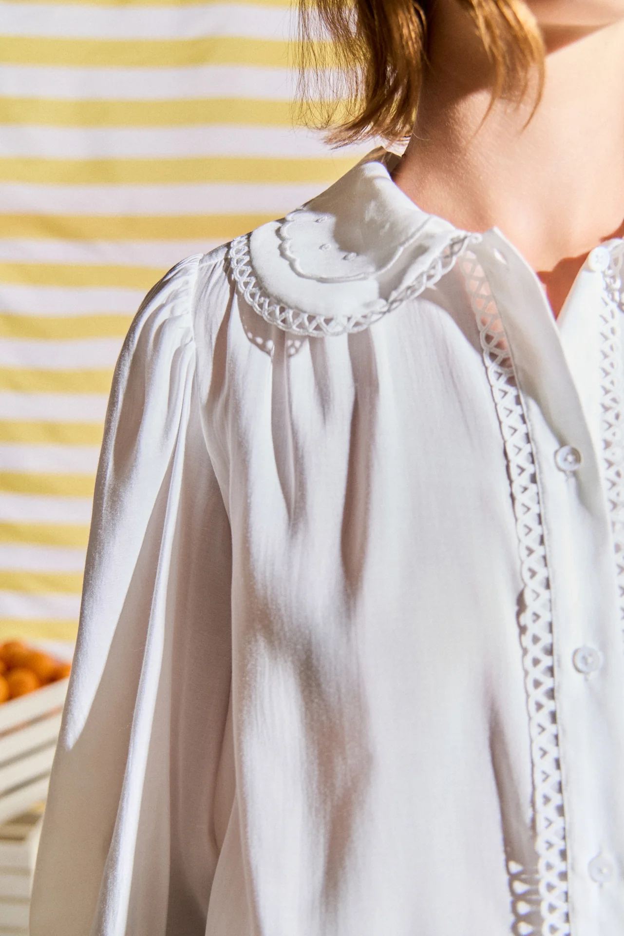 Scalloped Collar Pintuck Detail Blouse - Image 2