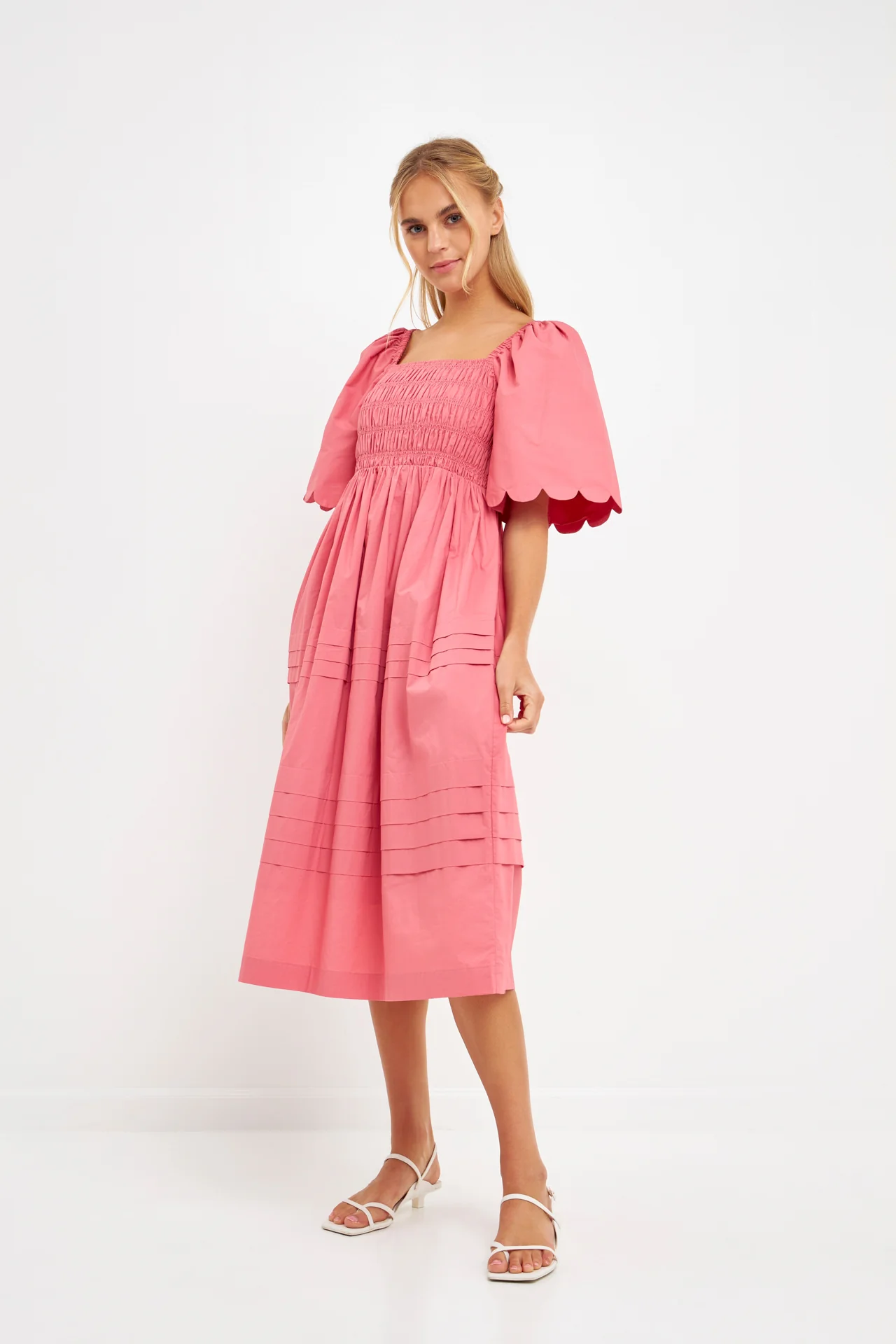 Scallop Detail Midi Dress - Image 10