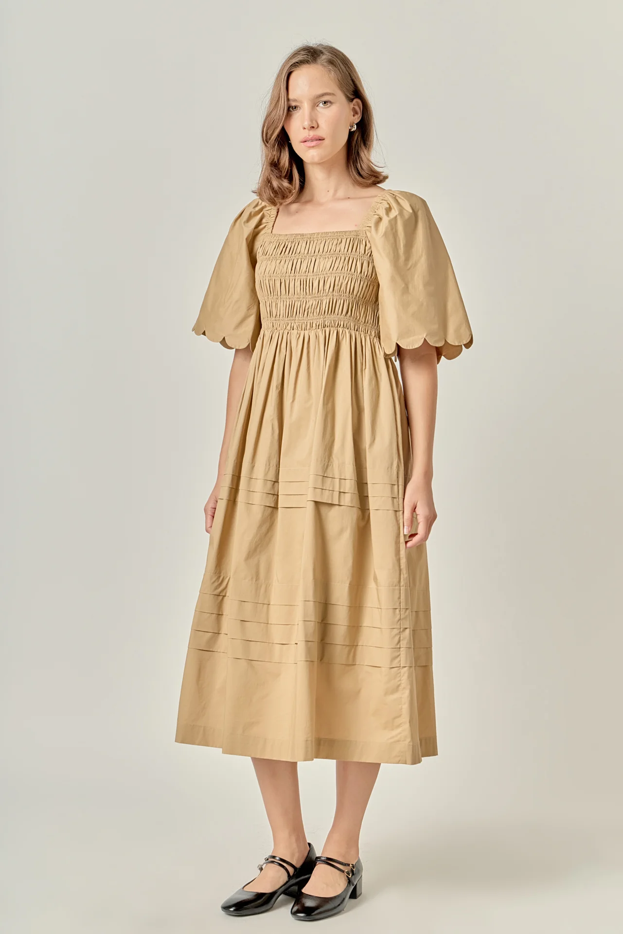 Scallop Detail Midi Dress - Image 3