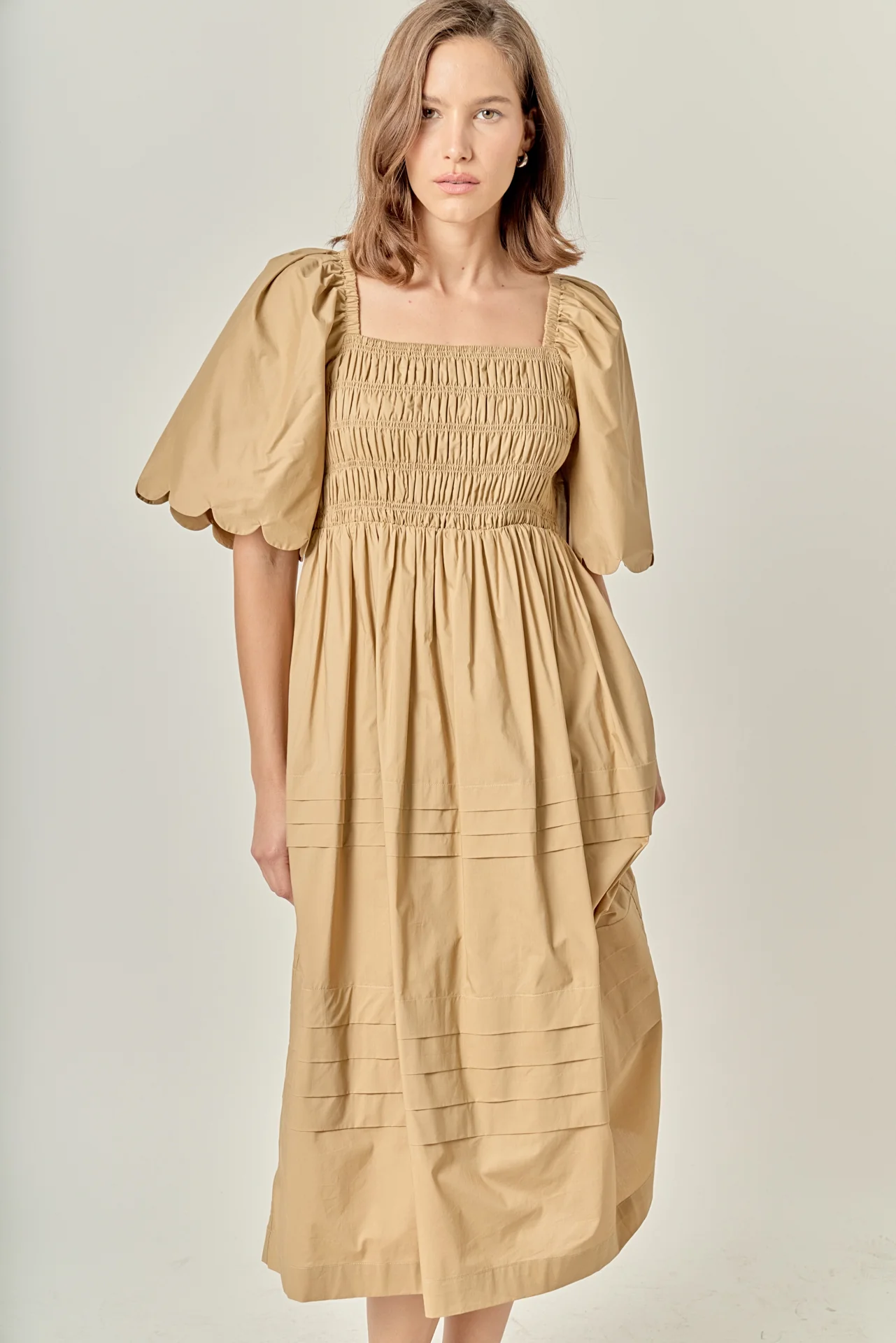 Scallop Detail Midi Dress - Image 5