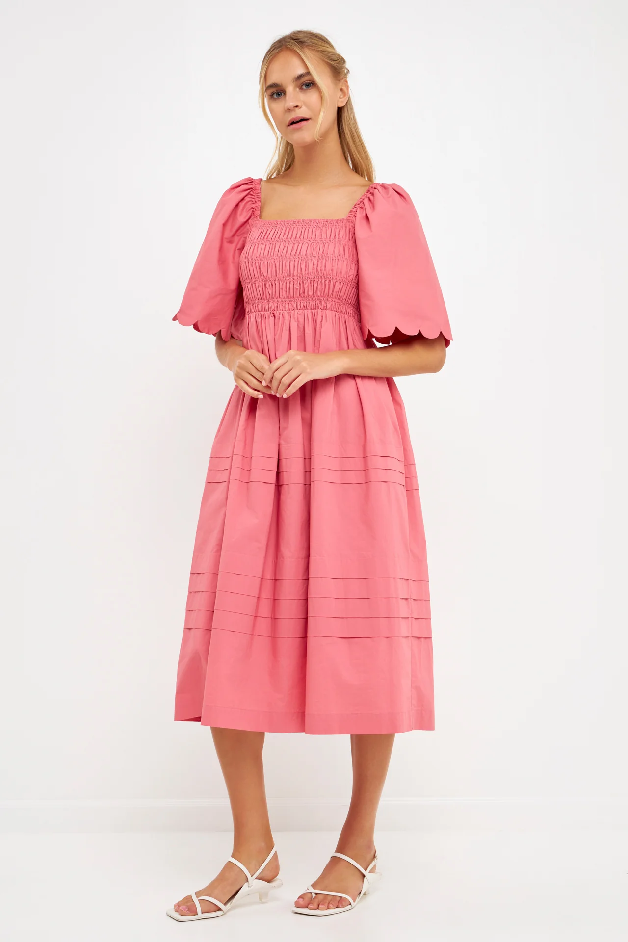 Scallop Detail Midi Dress - Image 8
