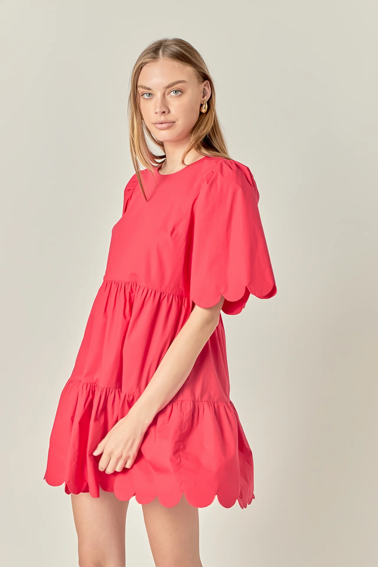 Scallop Detail Tiered Mini Dress - Image 10