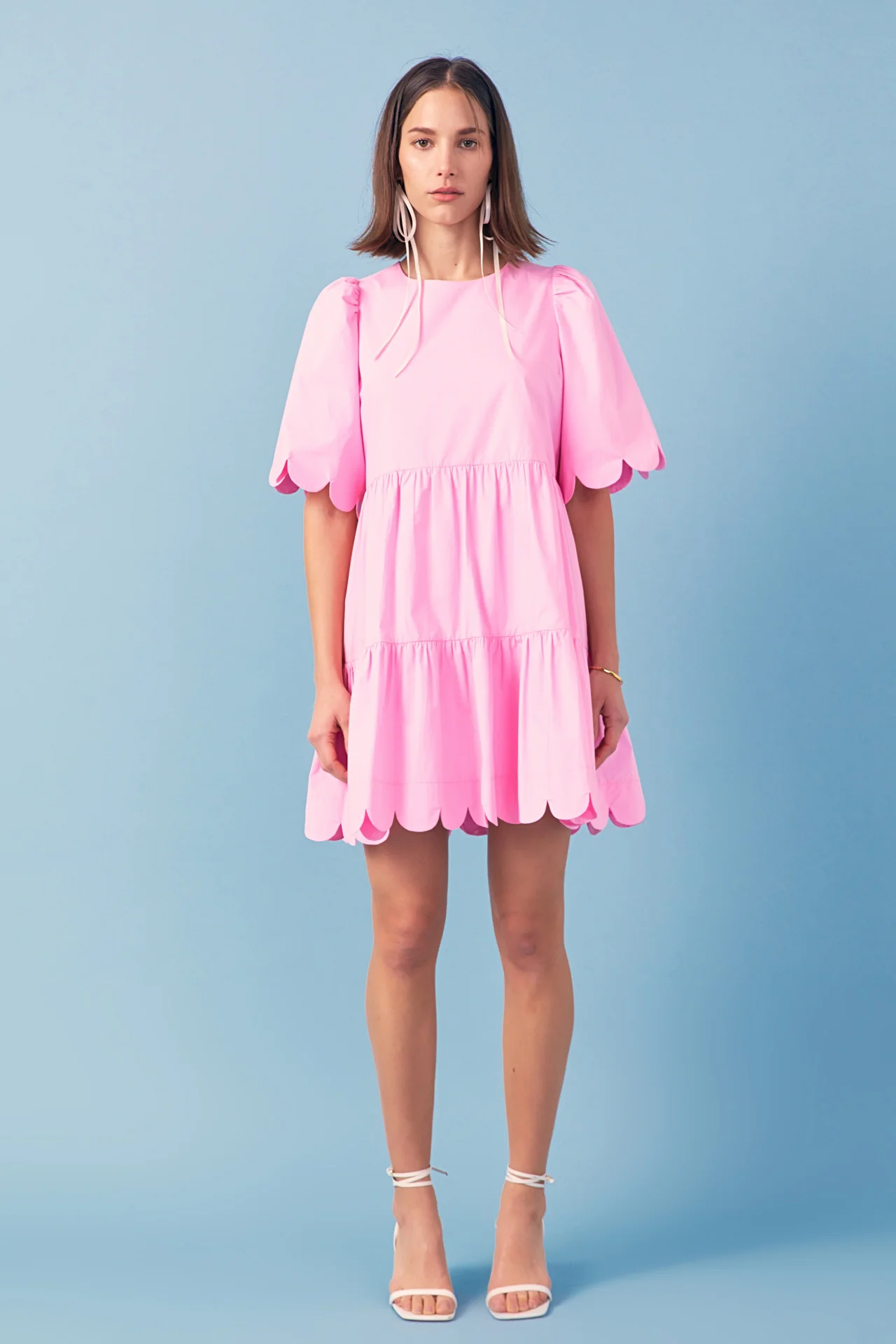 Scallop Detail Tiered Mini Dress - Image 11