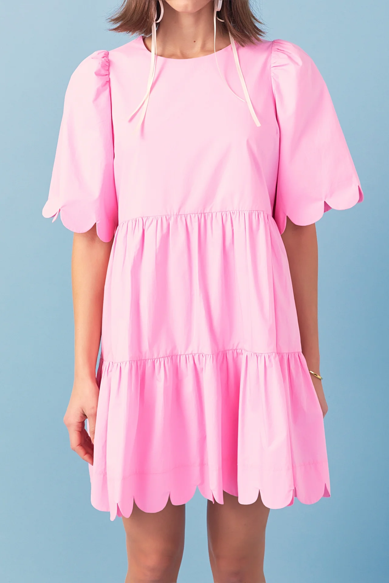 Scallop Detail Tiered Mini Dress - Image 12