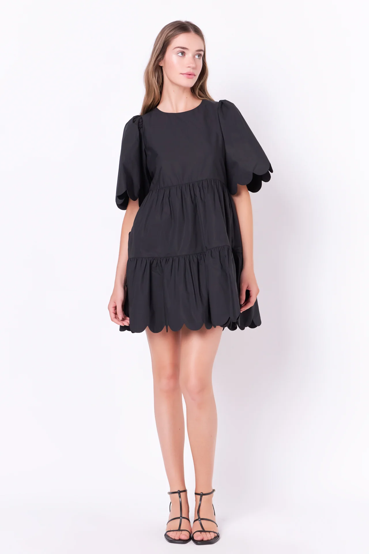 Scallop Detail Tiered Mini Dress - Image 16