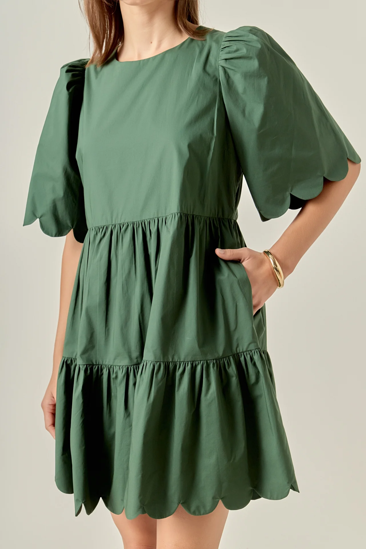 Scallop Detail Tiered Mini Dress - Image 2