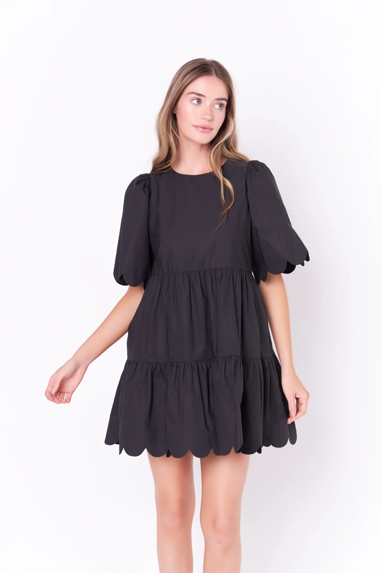 Scallop Detail Tiered Mini Dress - Image 20