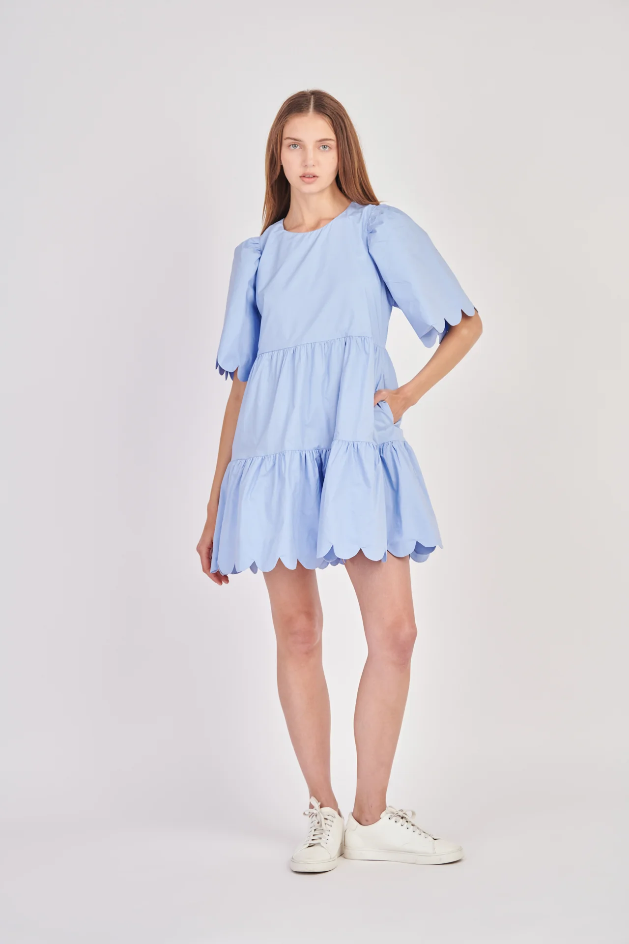 Scallop Detail Tiered Mini Dress - Image 21