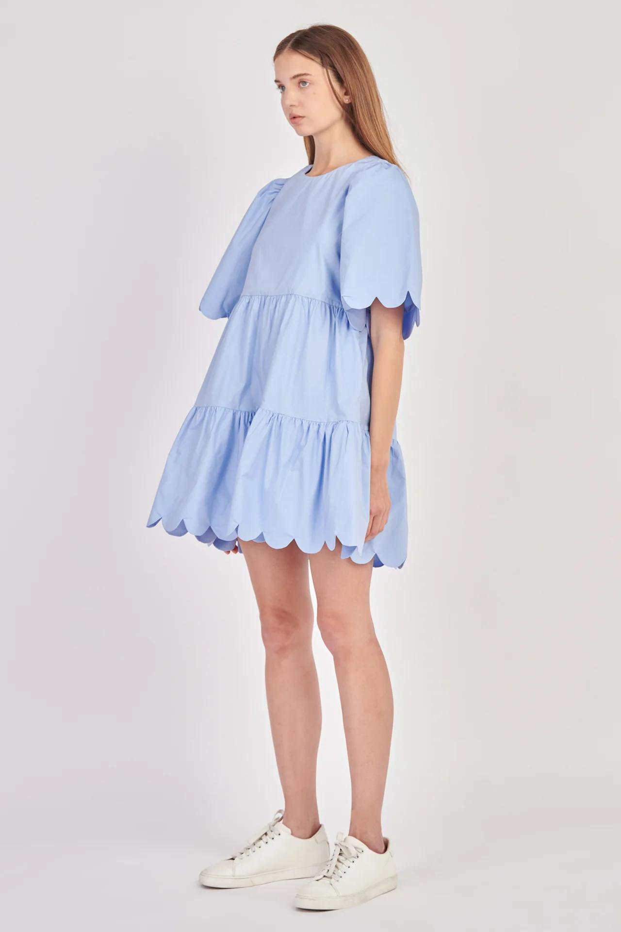 Scallop Detail Tiered Mini Dress - Image 23