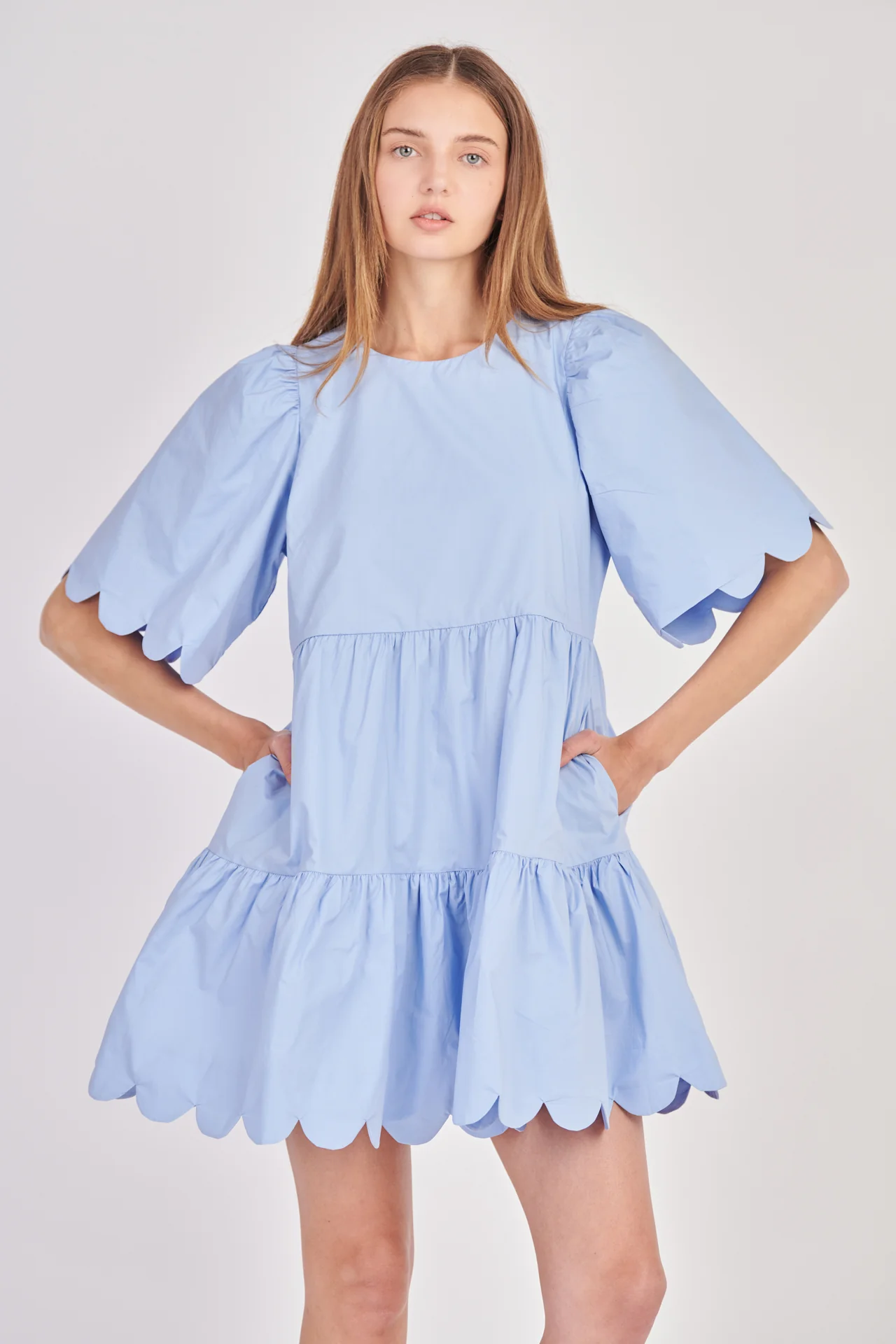 Scallop Detail Tiered Mini Dress - Image 25