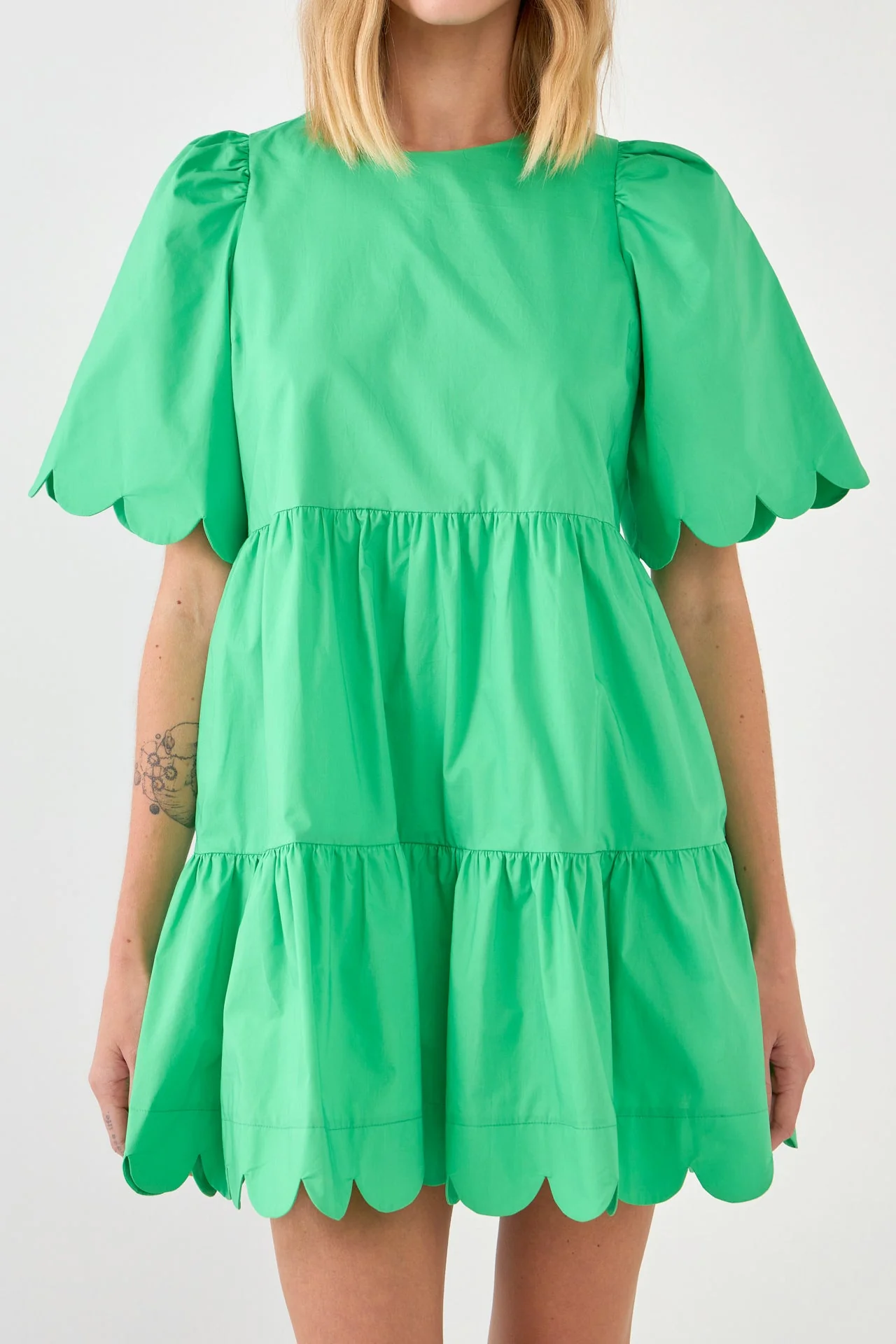 Scallop Detail Tiered Mini Dress - Image 27