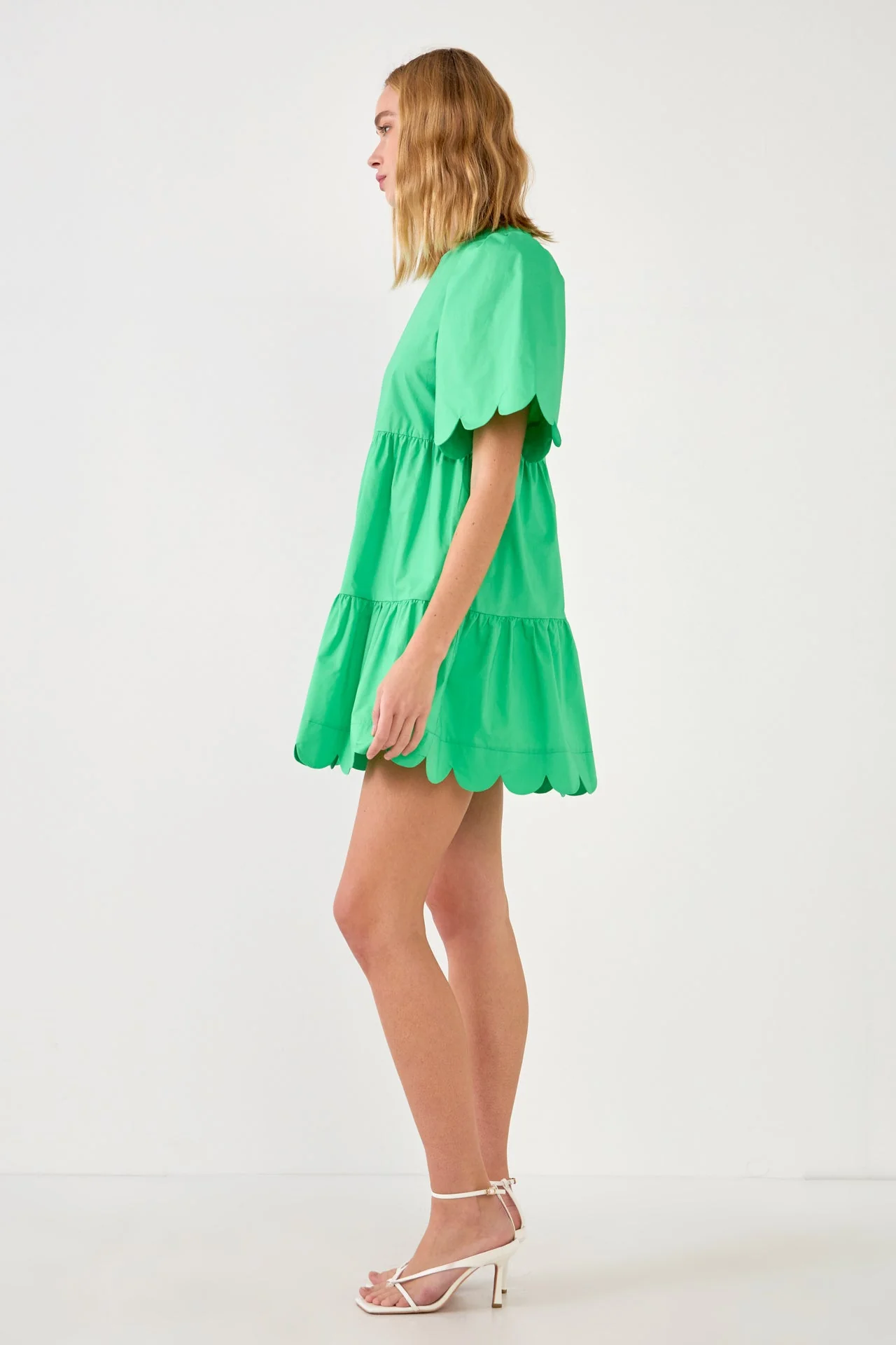 Scallop Detail Tiered Mini Dress - Image 28