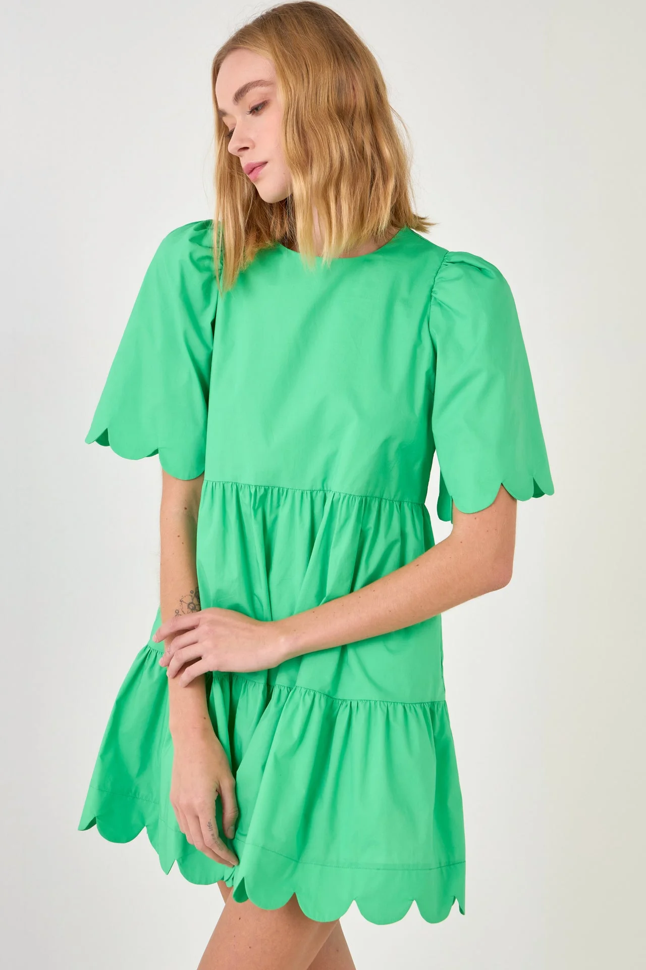 Scallop Detail Tiered Mini Dress - Image 30