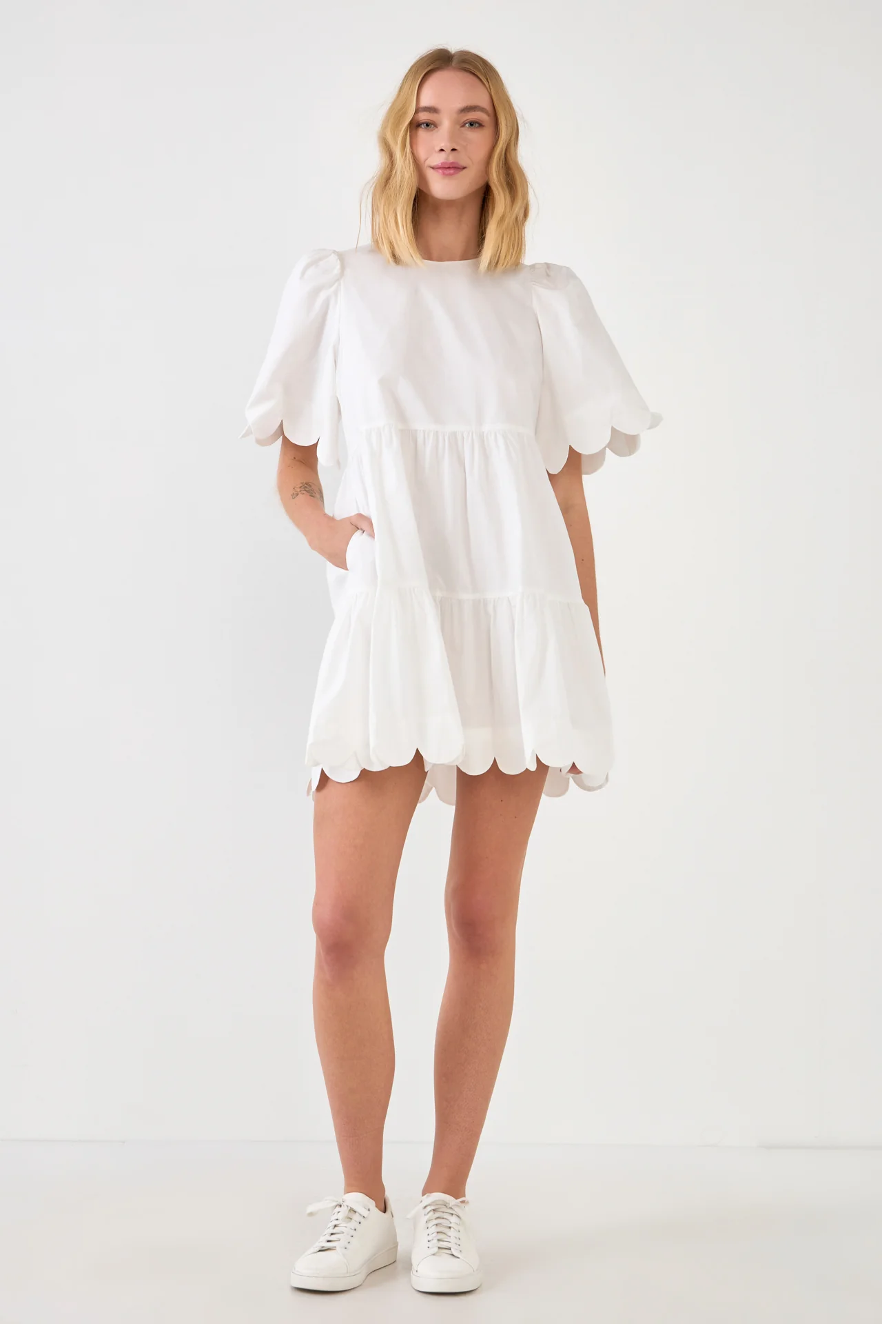 Scallop Detail Tiered Mini Dress - Image 31