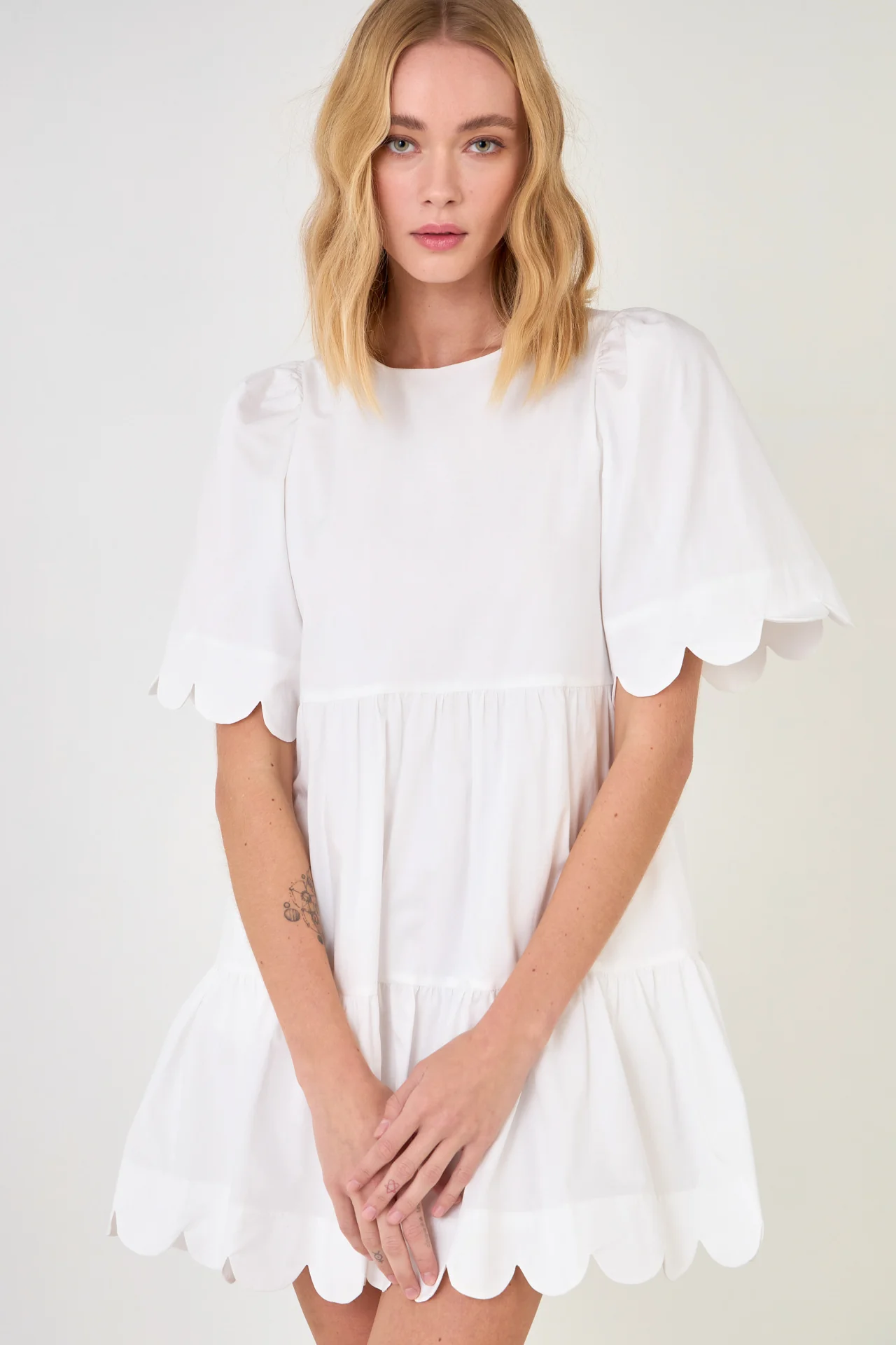 Scallop Detail Tiered Mini Dress - Image 35