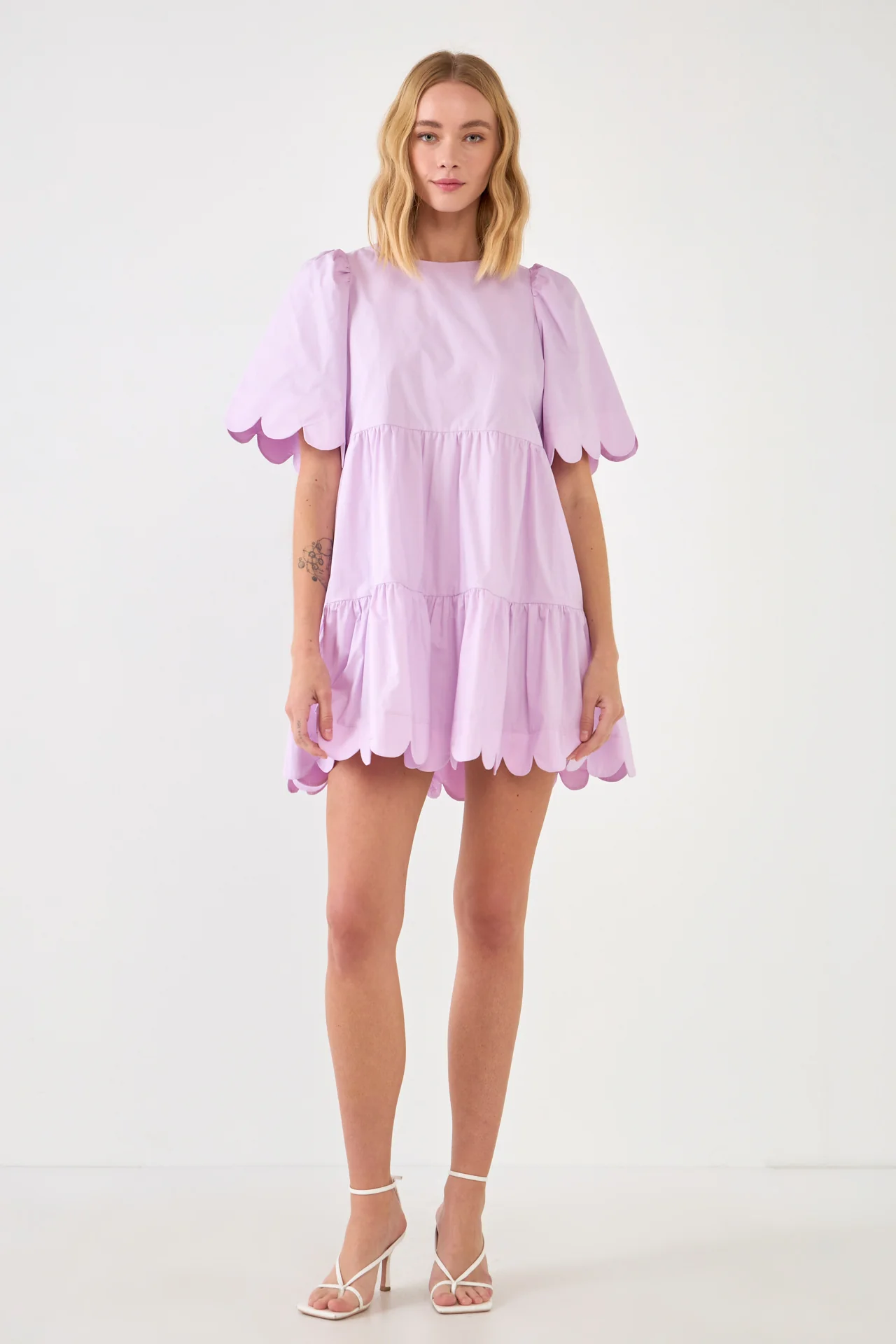 Scallop Detail Tiered Mini Dress - Image 36