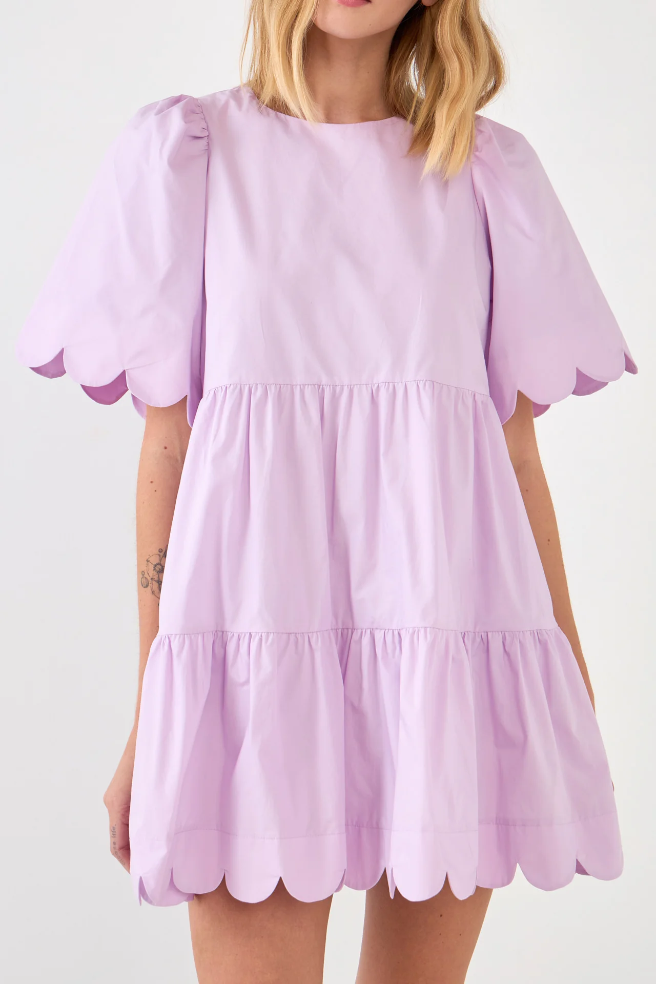 Scallop Detail Tiered Mini Dress - Image 37