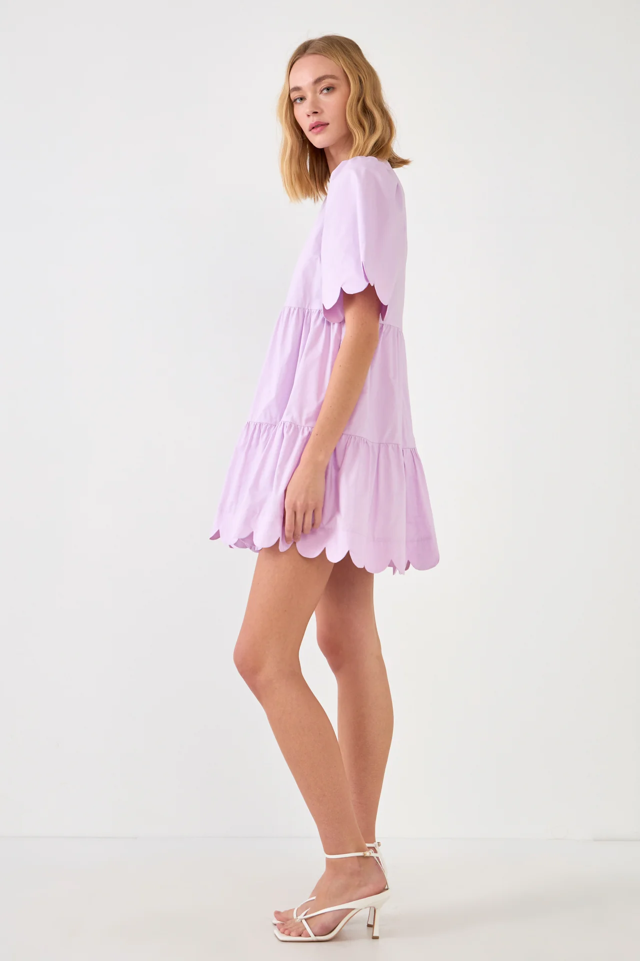 Scallop Detail Tiered Mini Dress - Image 38