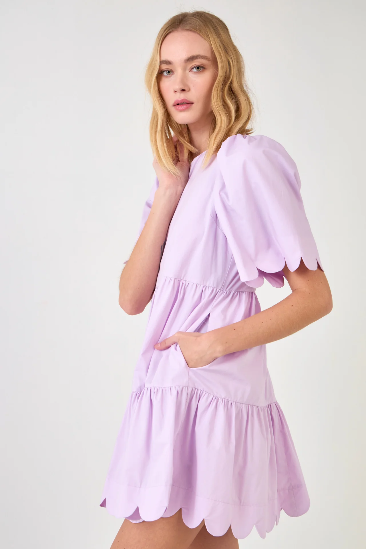 Scallop Detail Tiered Mini Dress - Image 40