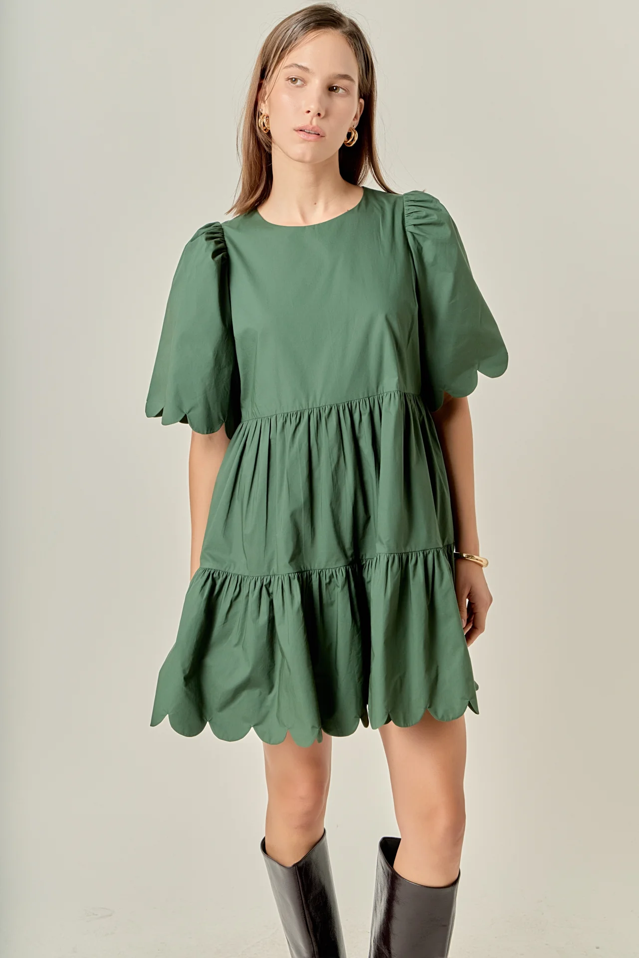 Scallop Detail Tiered Mini Dress - Image 5